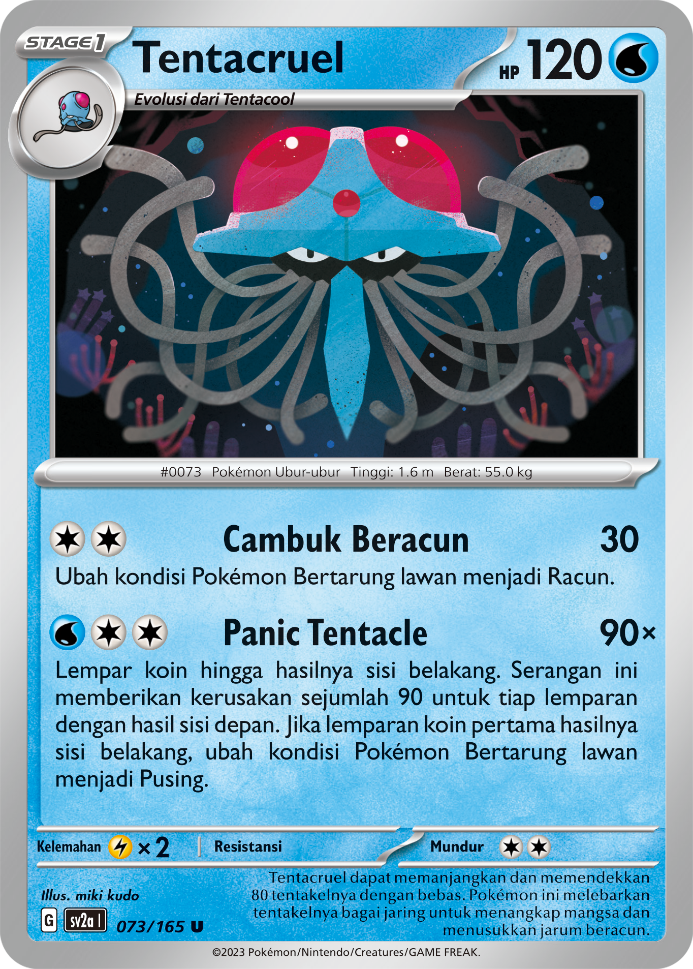 Tentacruel 073 — Kartu Pokémon 151 (Indonesian Pokémon TCG card)