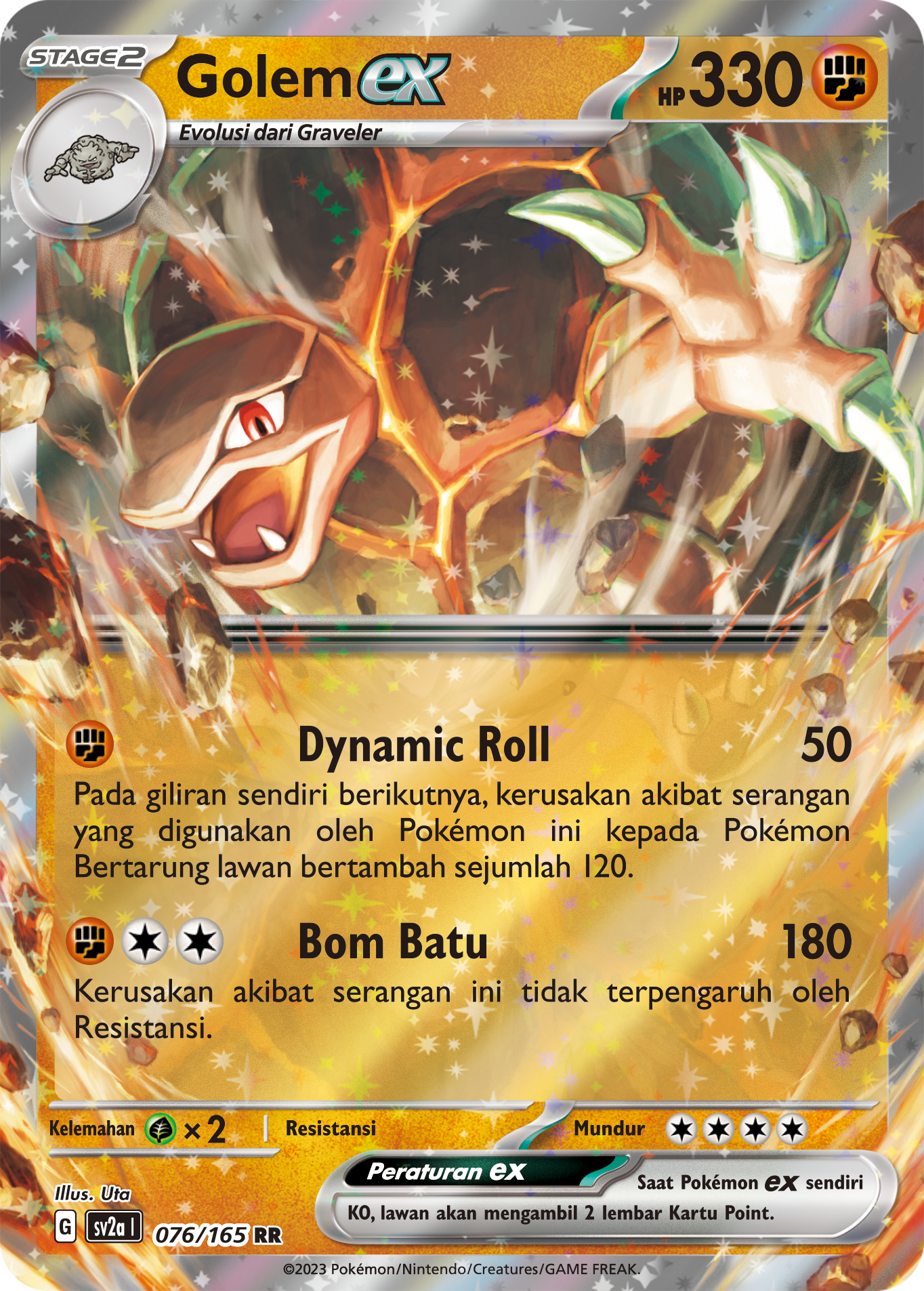 Golem ex 076 — Kartu Pokémon 151 (Indonesian Pokémon TCG card)