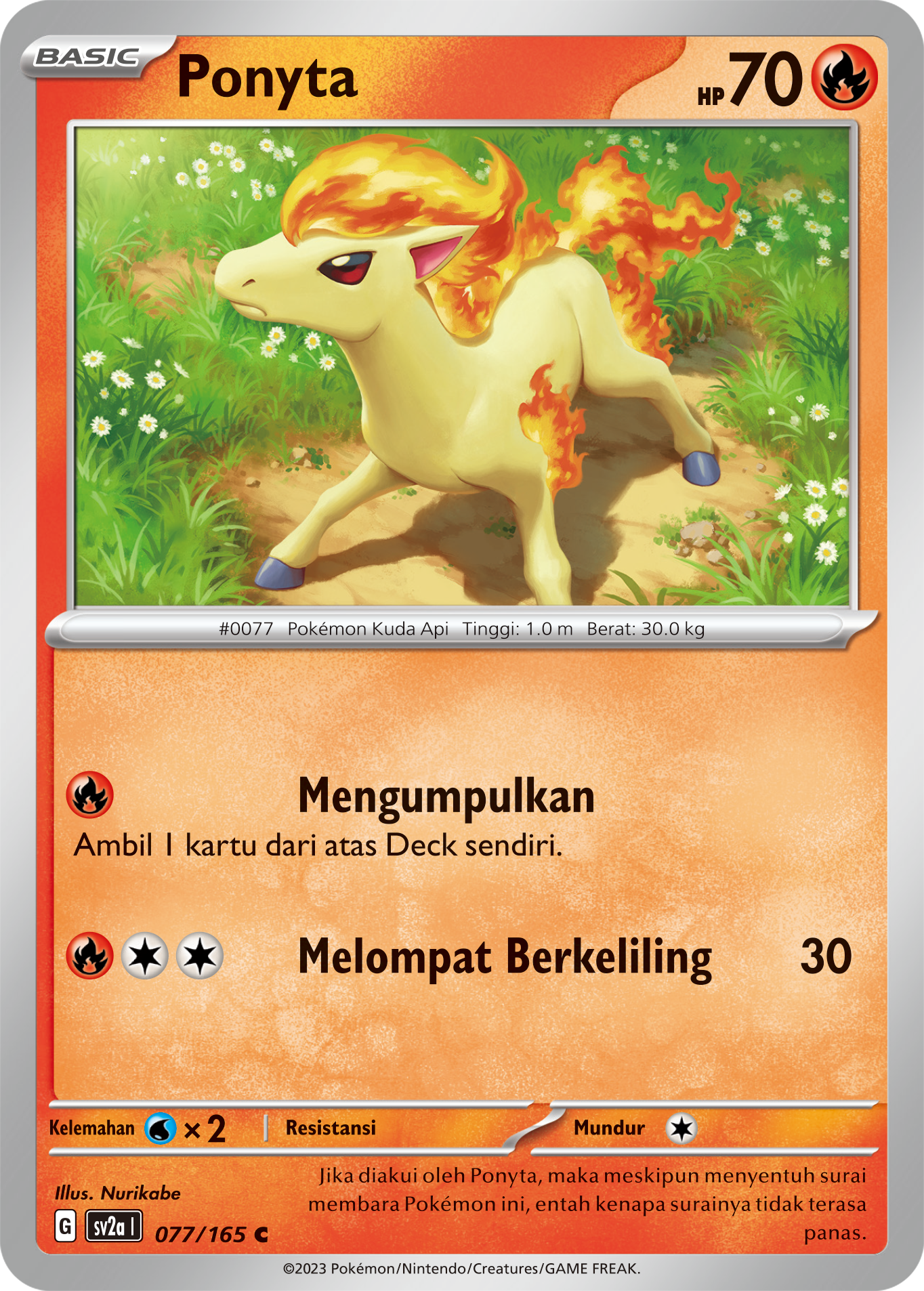 Ponyta 077 — Kartu Pokémon 151 (Indonesian Pokémon TCG card)