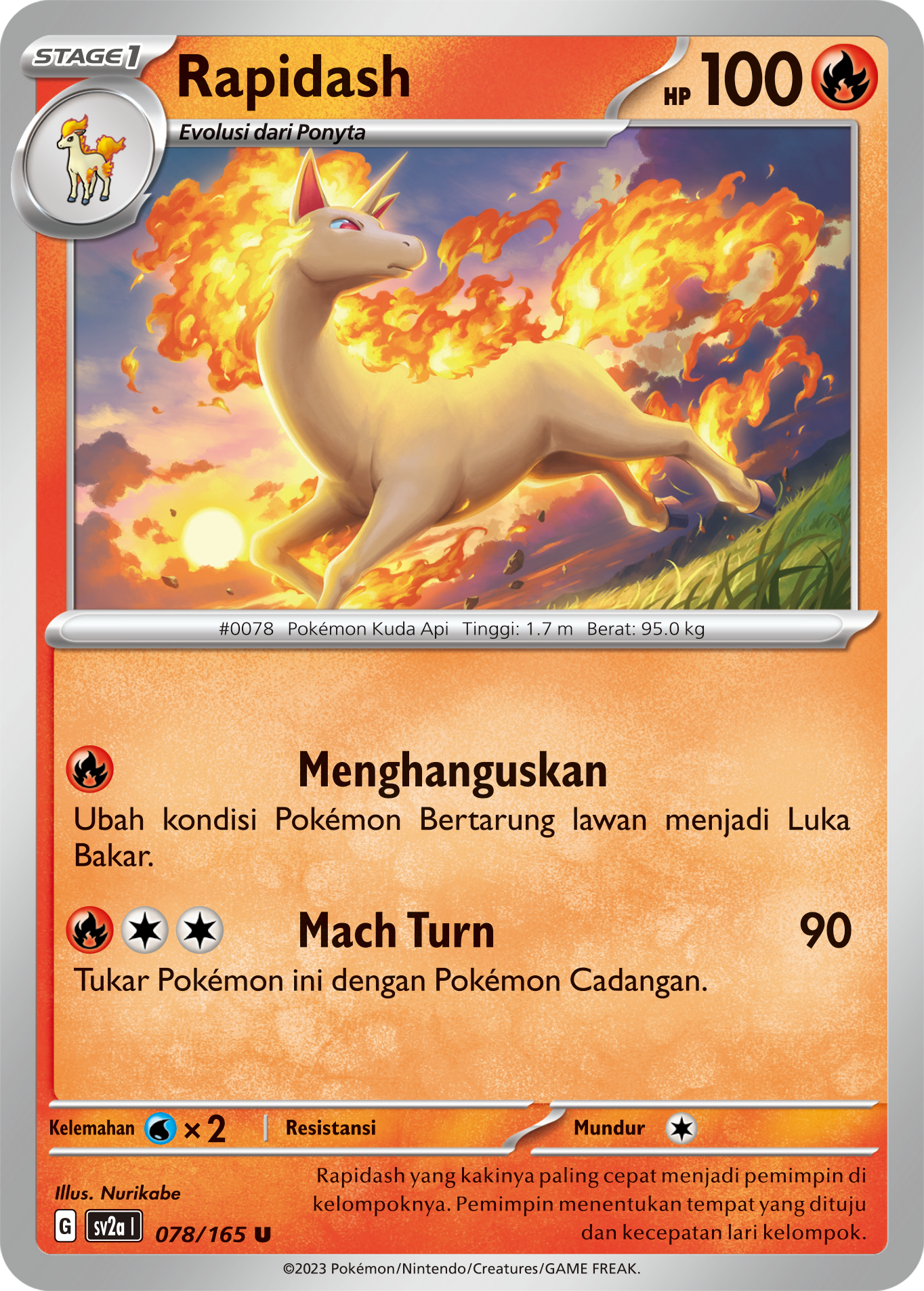 Rapidash 078 — Kartu Pokémon 151 (Indonesian Pokémon TCG card)