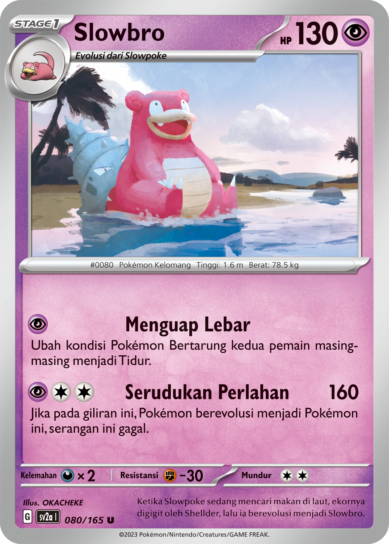Slowbro 080 — Kartu Pokémon 151 (Indonesian Pokémon TCG card)