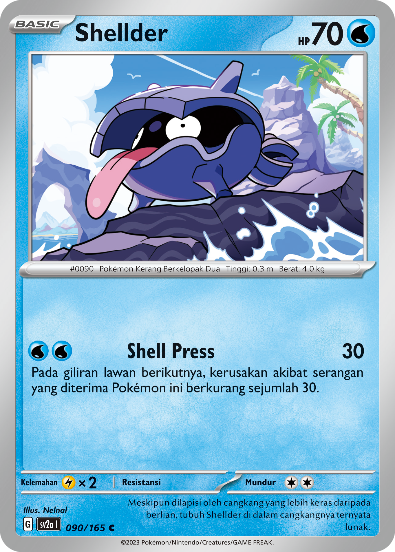 Shellder 090 — Kartu Pokémon 151 (Indonesian Pokémon TCG card)