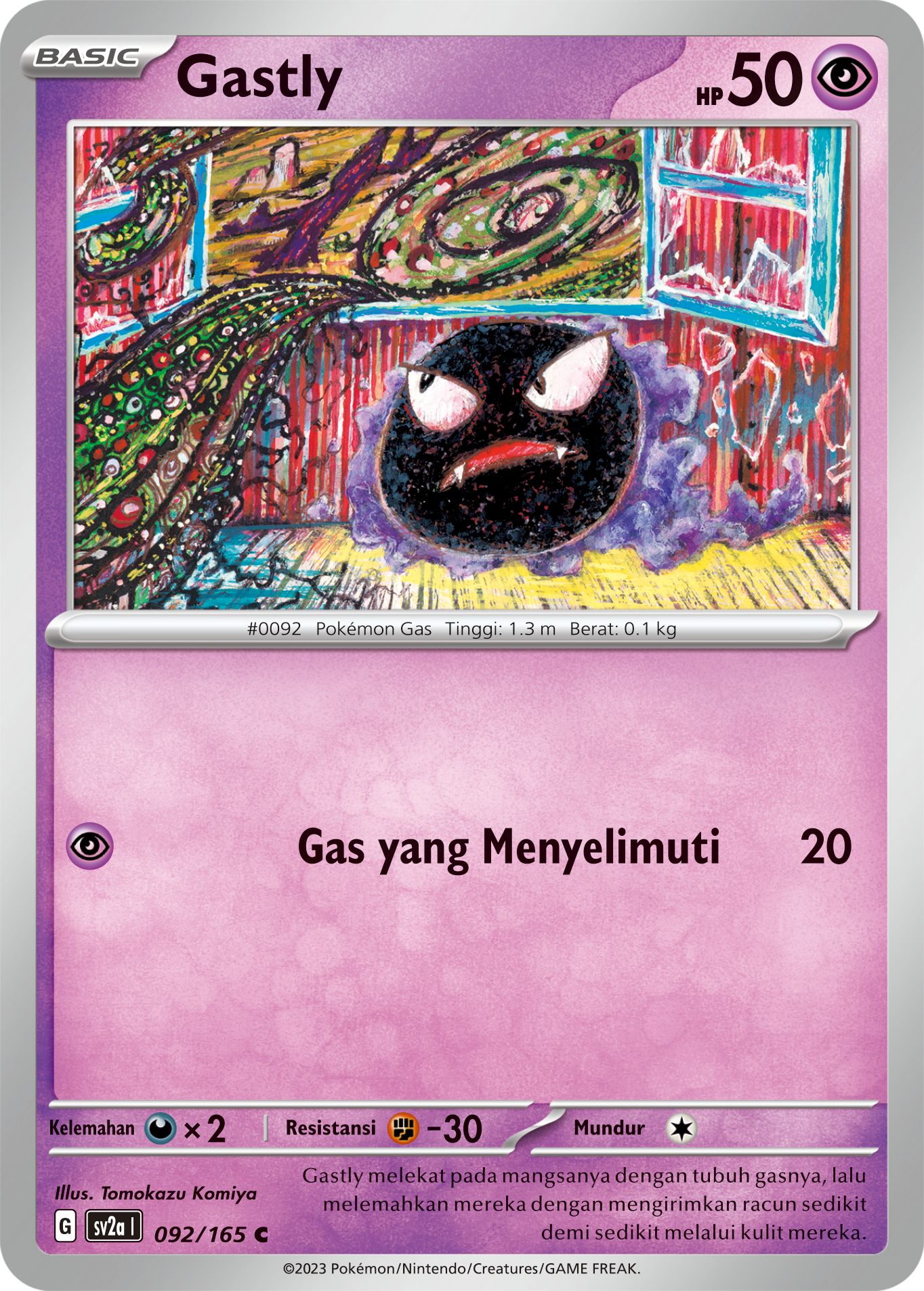 Gastly 092 — Kartu Pokémon 151 (Indonesian Pokémon TCG card)