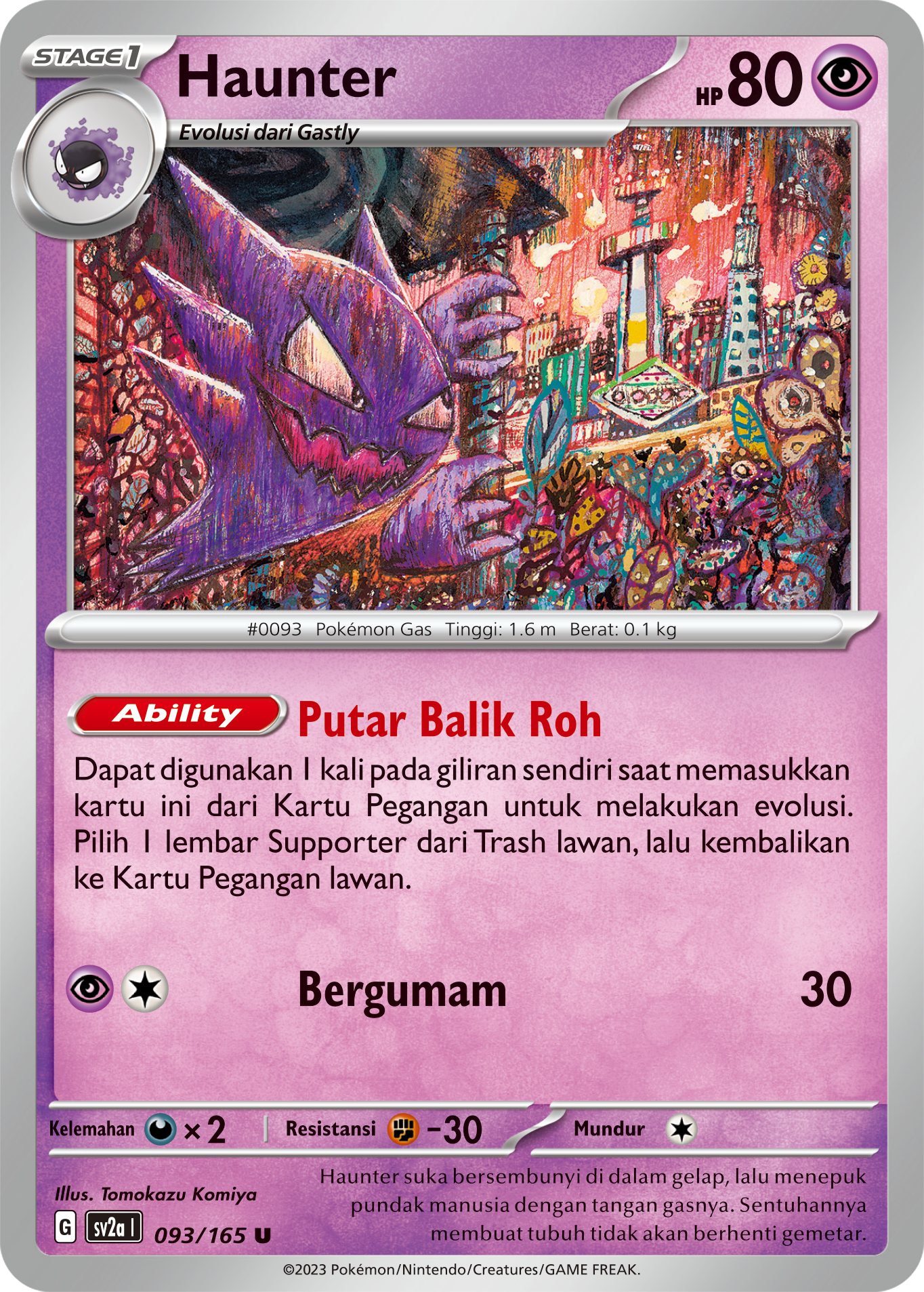 Haunter 093 — Kartu Pokémon 151 (Indonesian Pokémon TCG card)