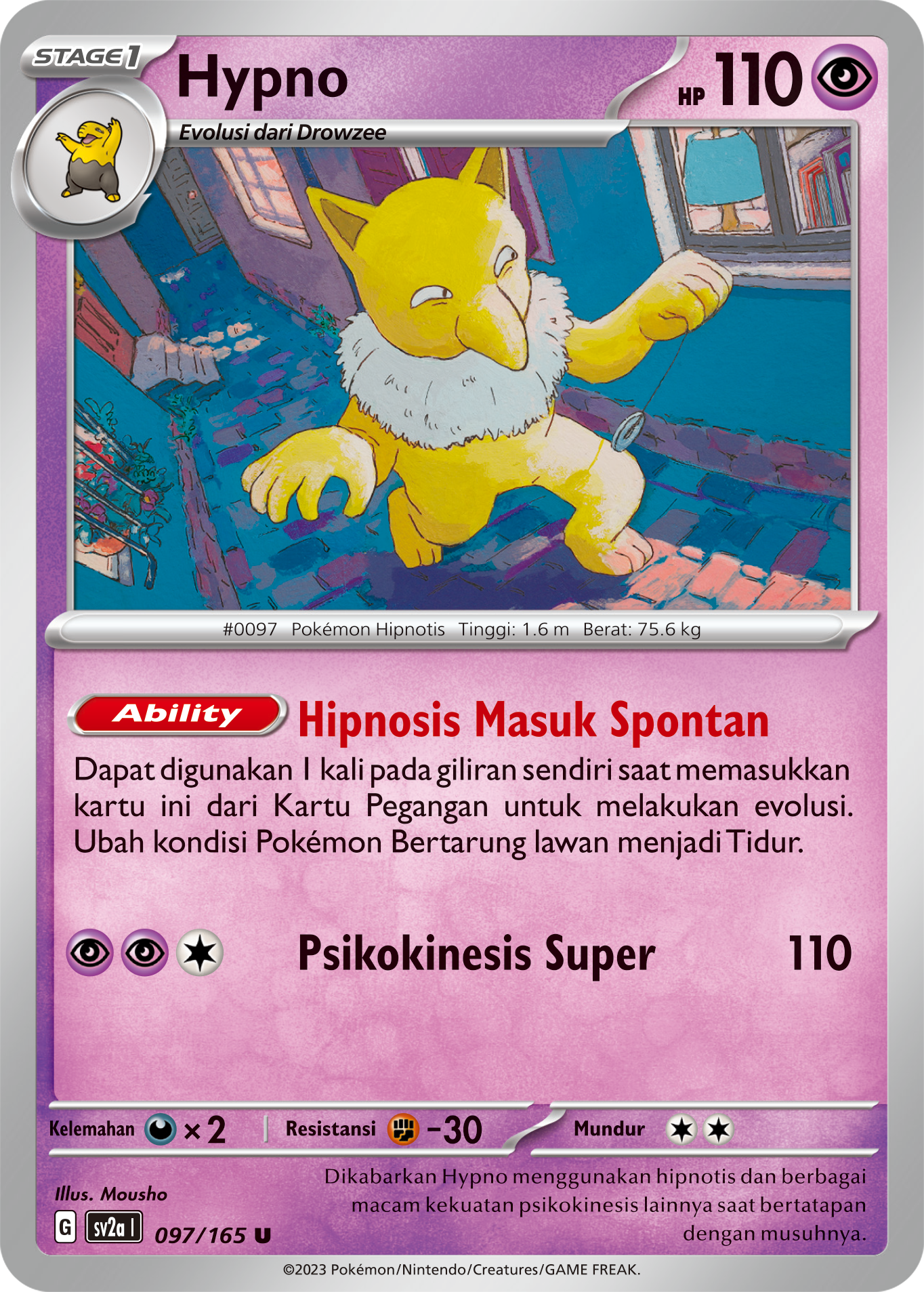 Hypno 097 — Kartu Pokémon 151 (Indonesian Pokémon TCG card)