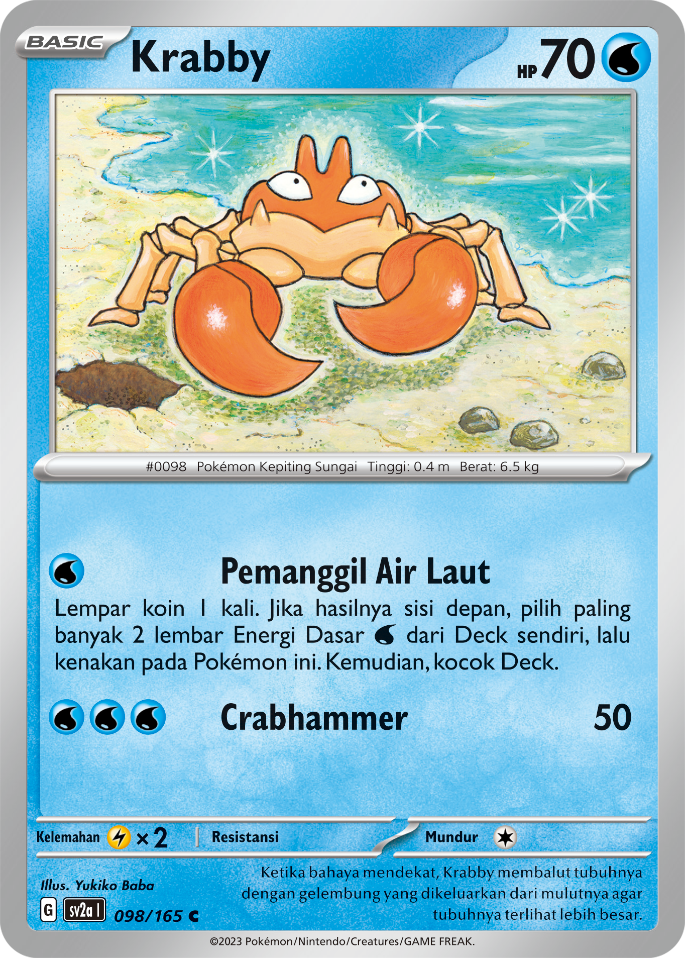 Krabby 098 — Kartu Pokémon 151 (Indonesian Pokémon TCG card)