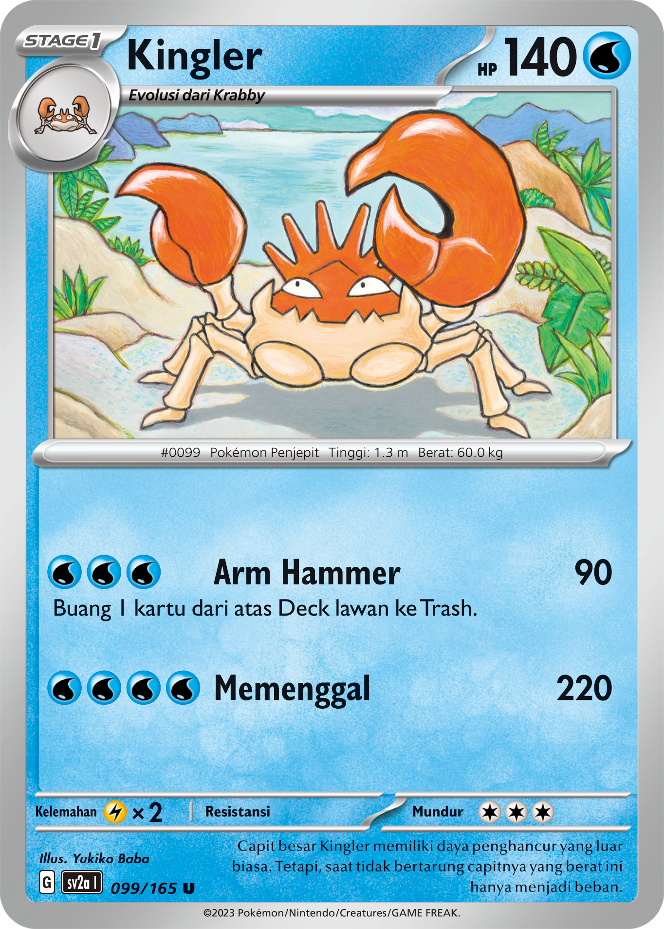 Kingler 099 — Kartu Pokémon 151 (Indonesian Pokémon TCG card)