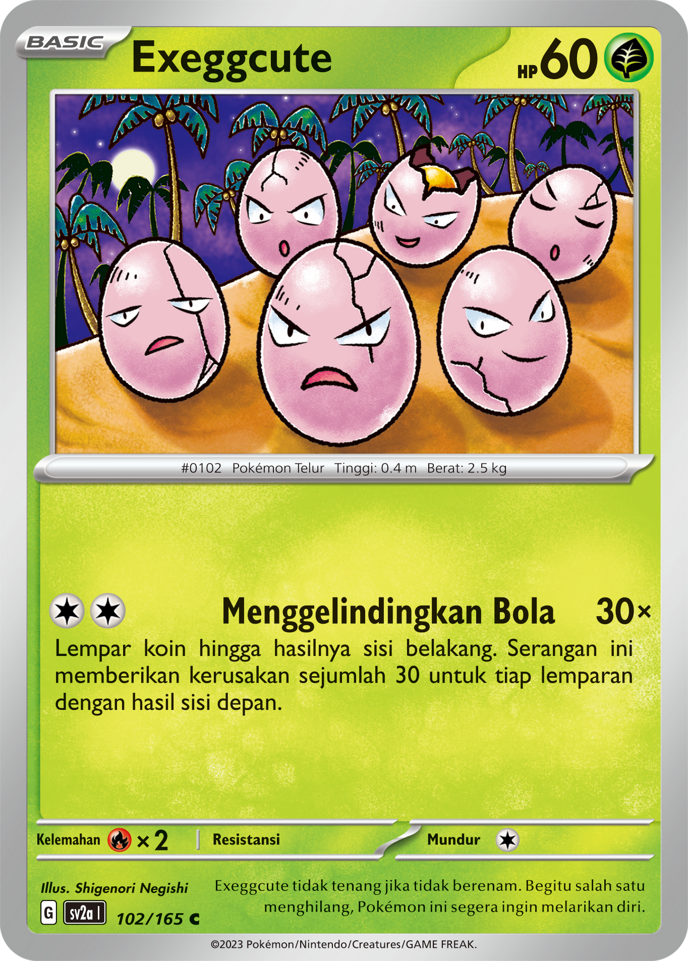 Exeggcute 102 — Kartu Pokémon 151 (Indonesian Pokémon TCG card)