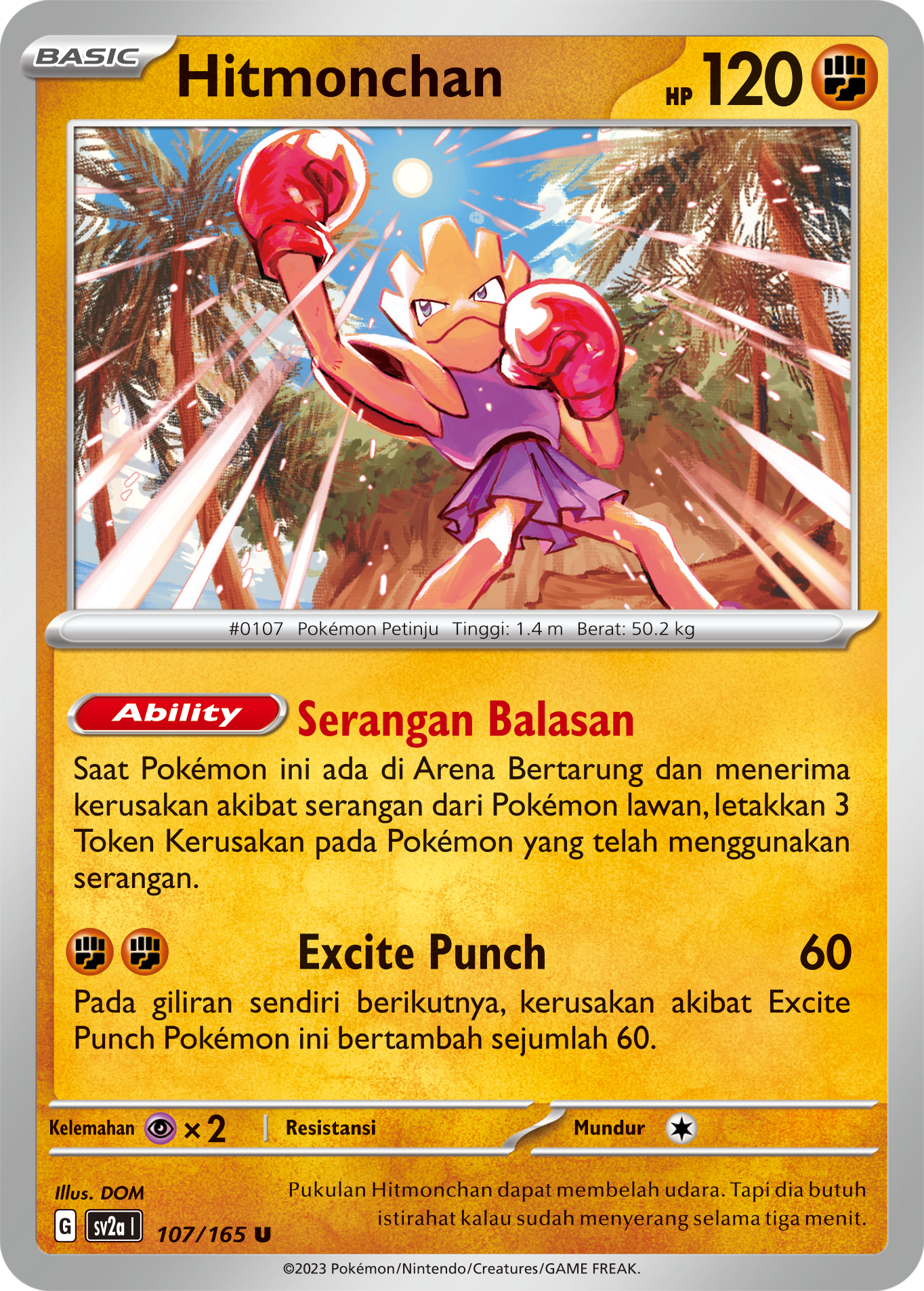 Hitmonchan 107 — Kartu Pokémon 151 (Indonesian Pokémon TCG card)