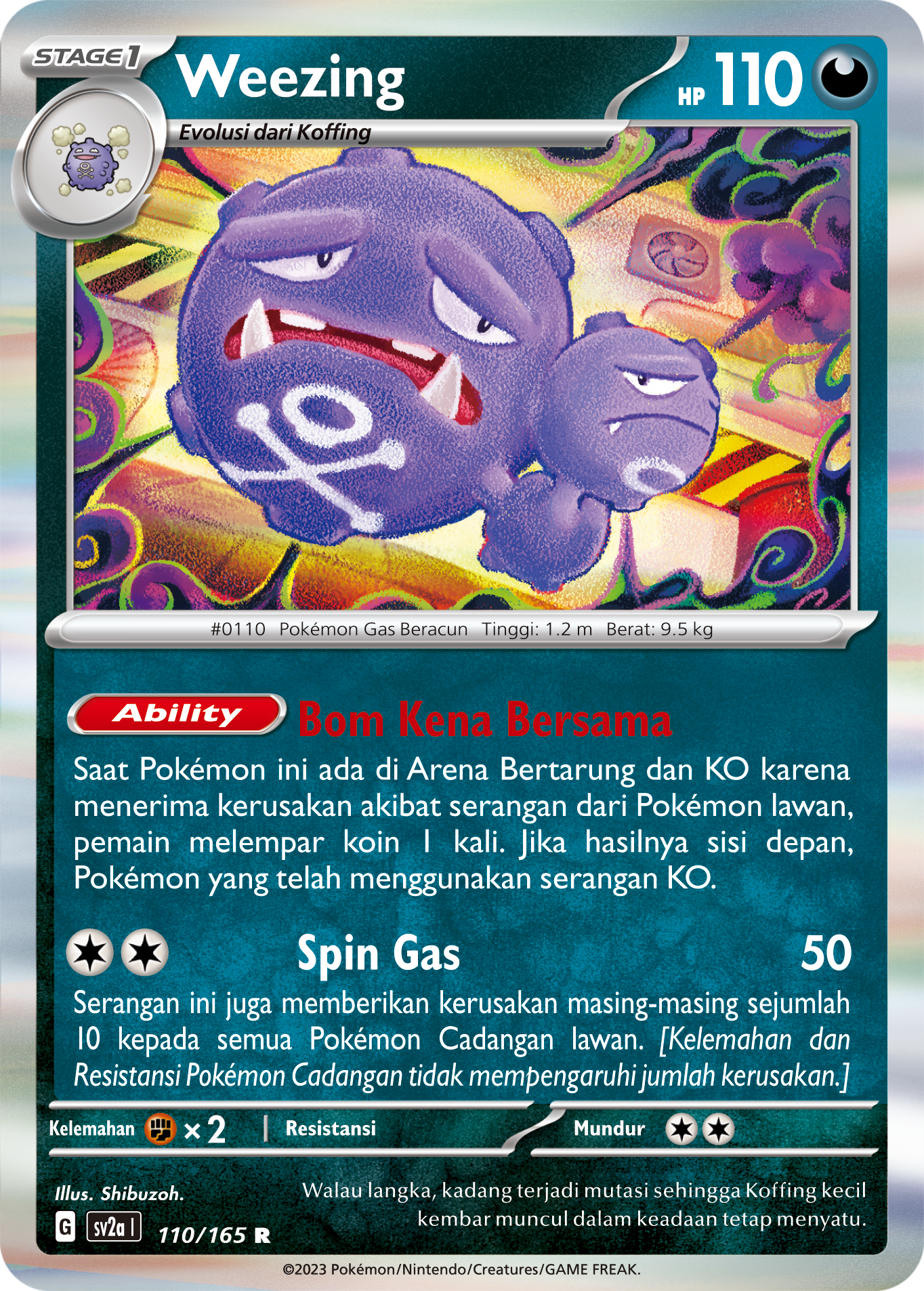 Weezing 110 — Kartu Pokémon 151 (Indonesian Pokémon TCG card)