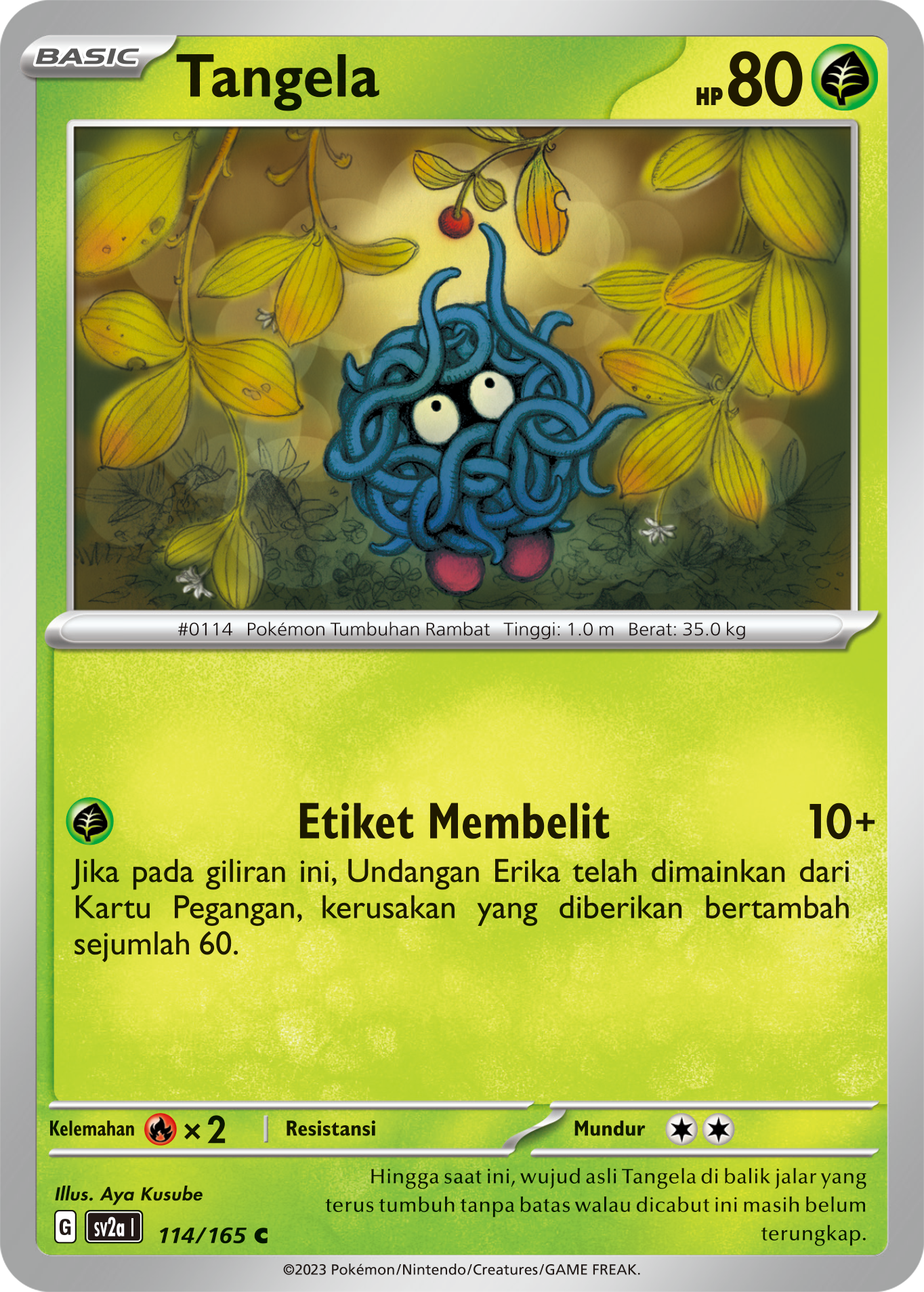 Tangela 114 — Kartu Pokémon 151 (Indonesian Pokémon TCG card)