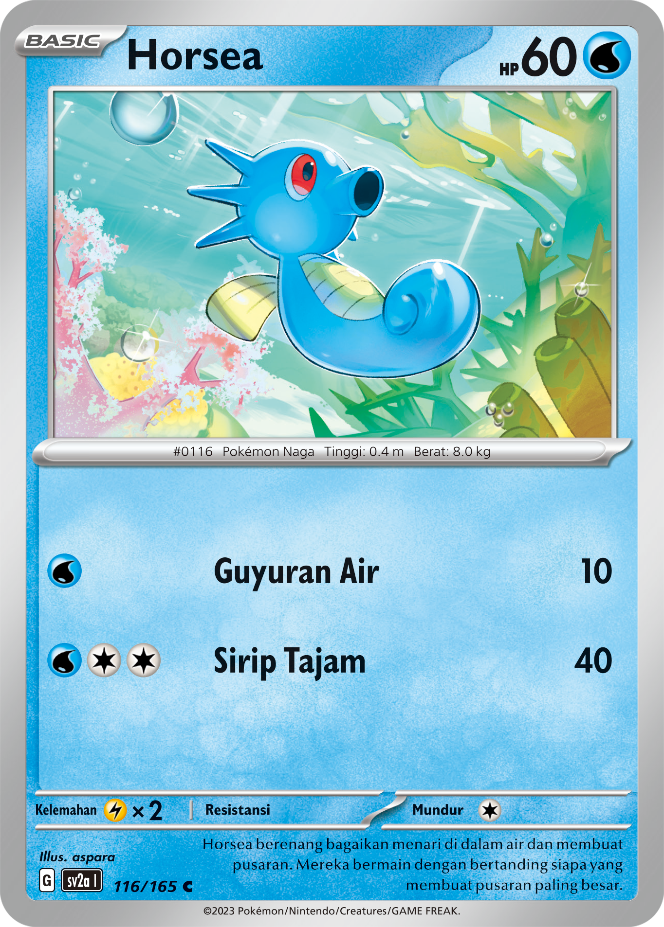 Horsea 116 — Kartu Pokémon 151 (Indonesian Pokémon TCG card)