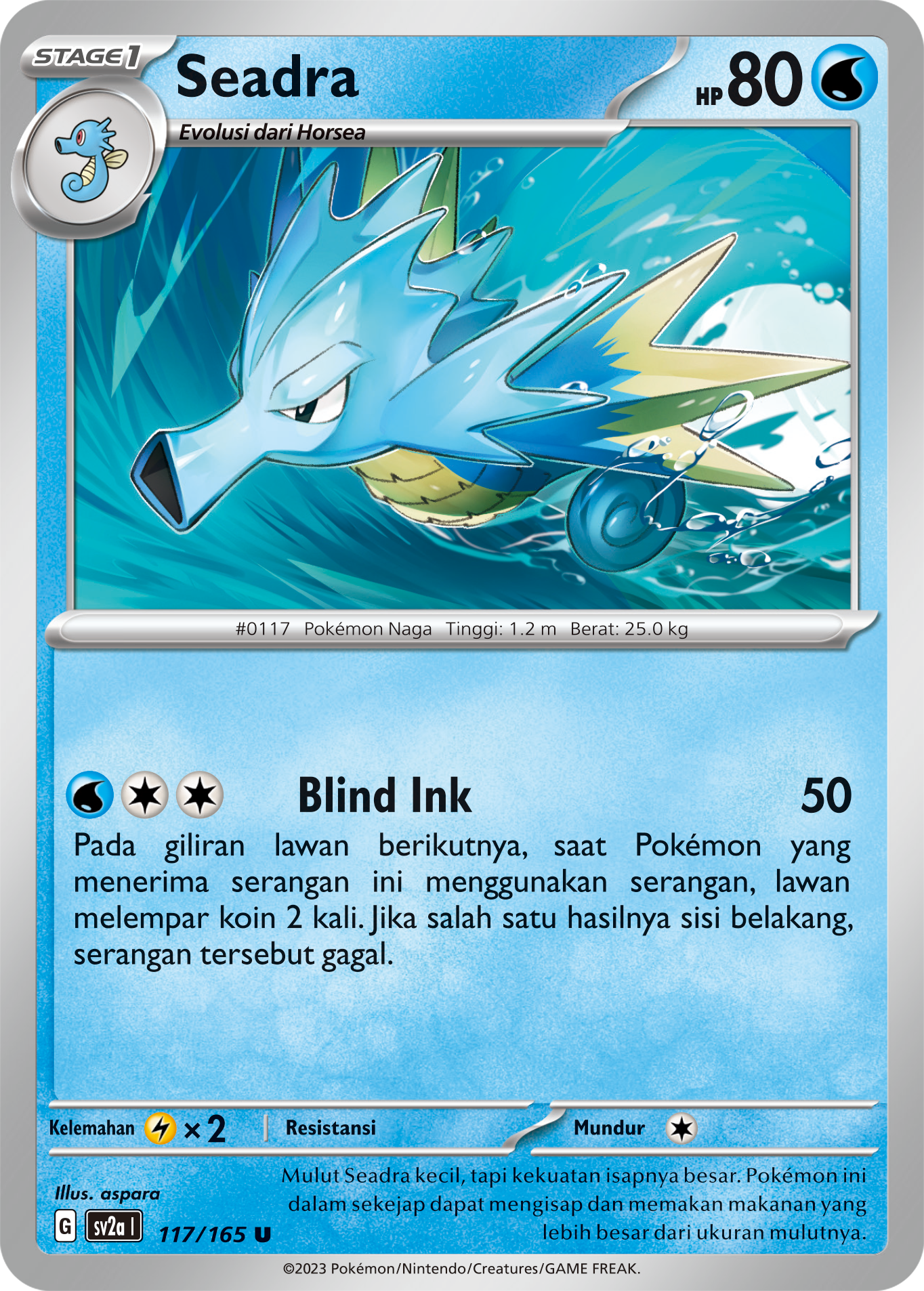 Seadra 117 — Kartu Pokémon 151 (Indonesian Pokémon TCG card)