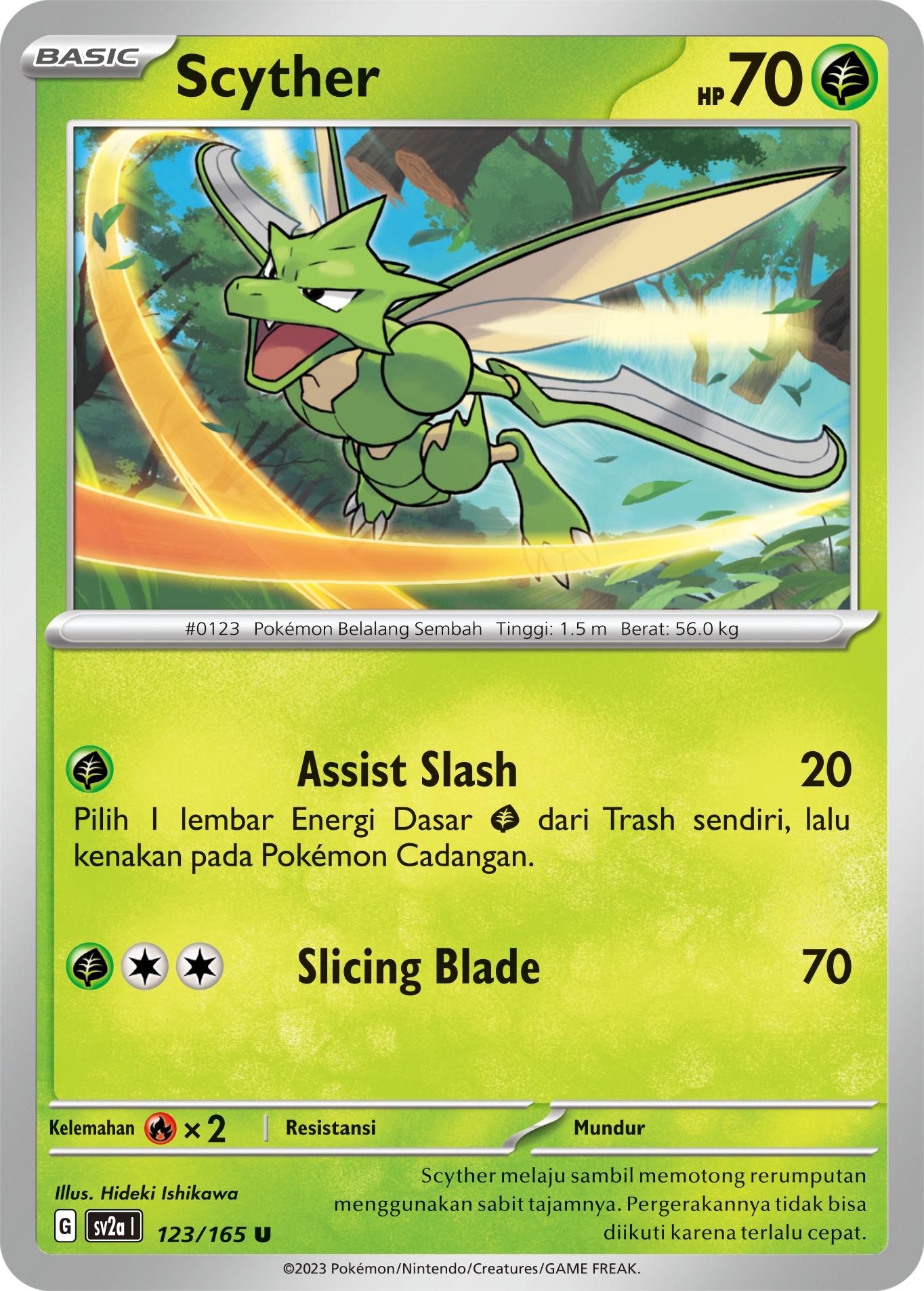 Scyther 123 — Kartu Pokémon 151 (Indonesian Pokémon TCG card)