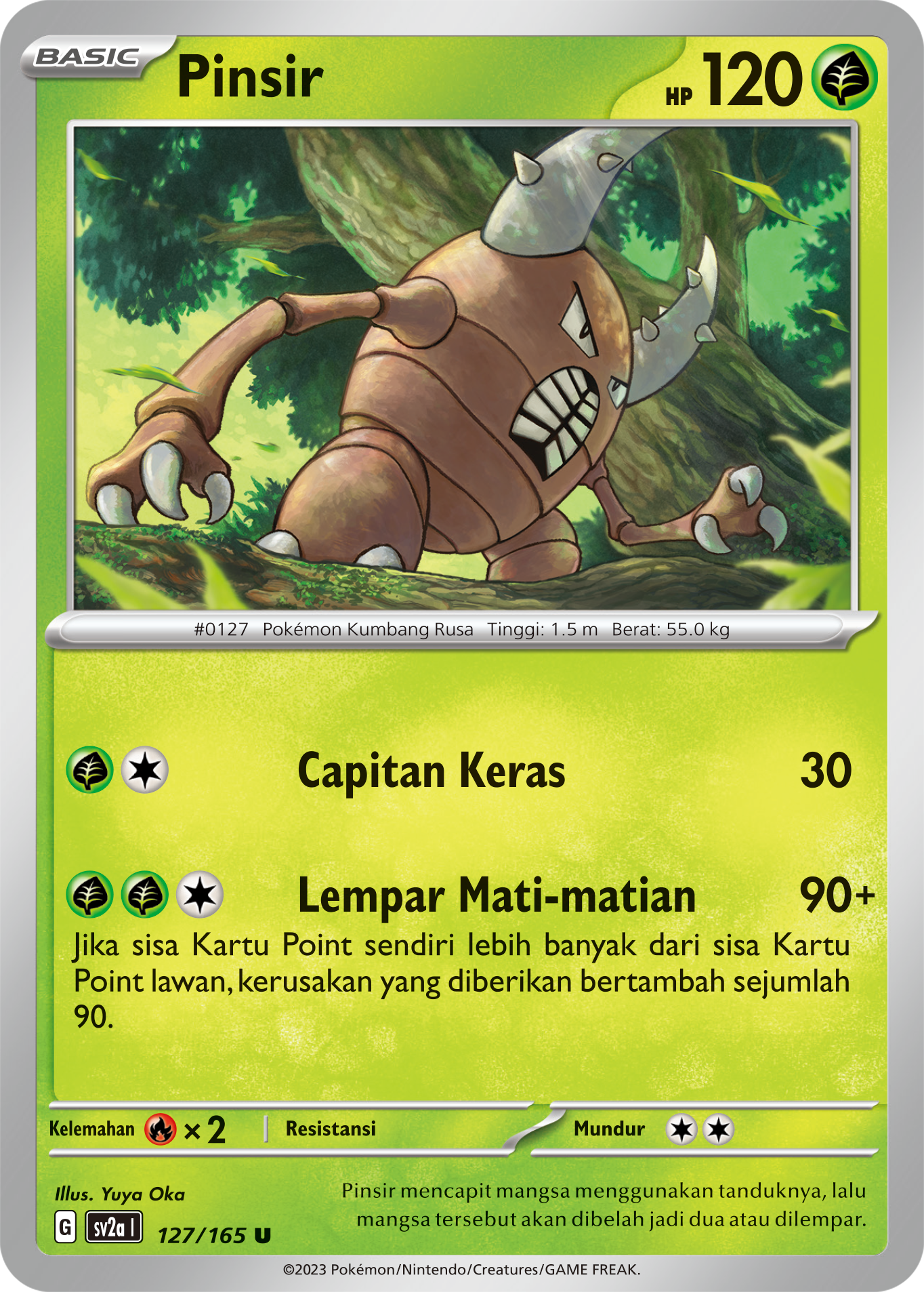 Pinsir 127 — Kartu Pokémon 151 (Indonesian Pokémon TCG card)
