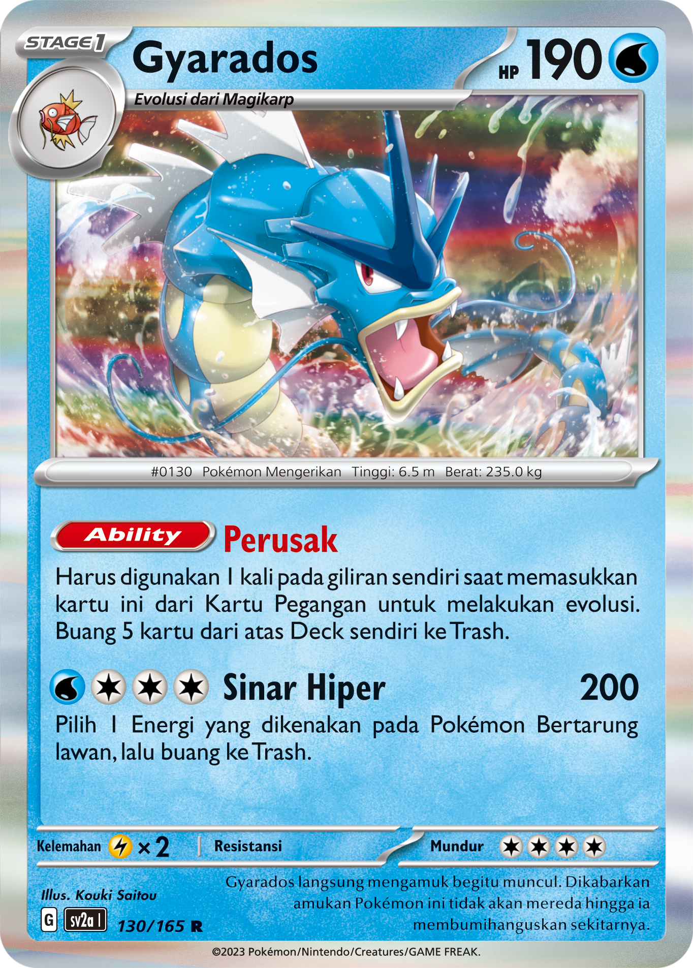Gyarados 130 — Kartu Pokémon 151 (Indonesian Pokémon TCG card)