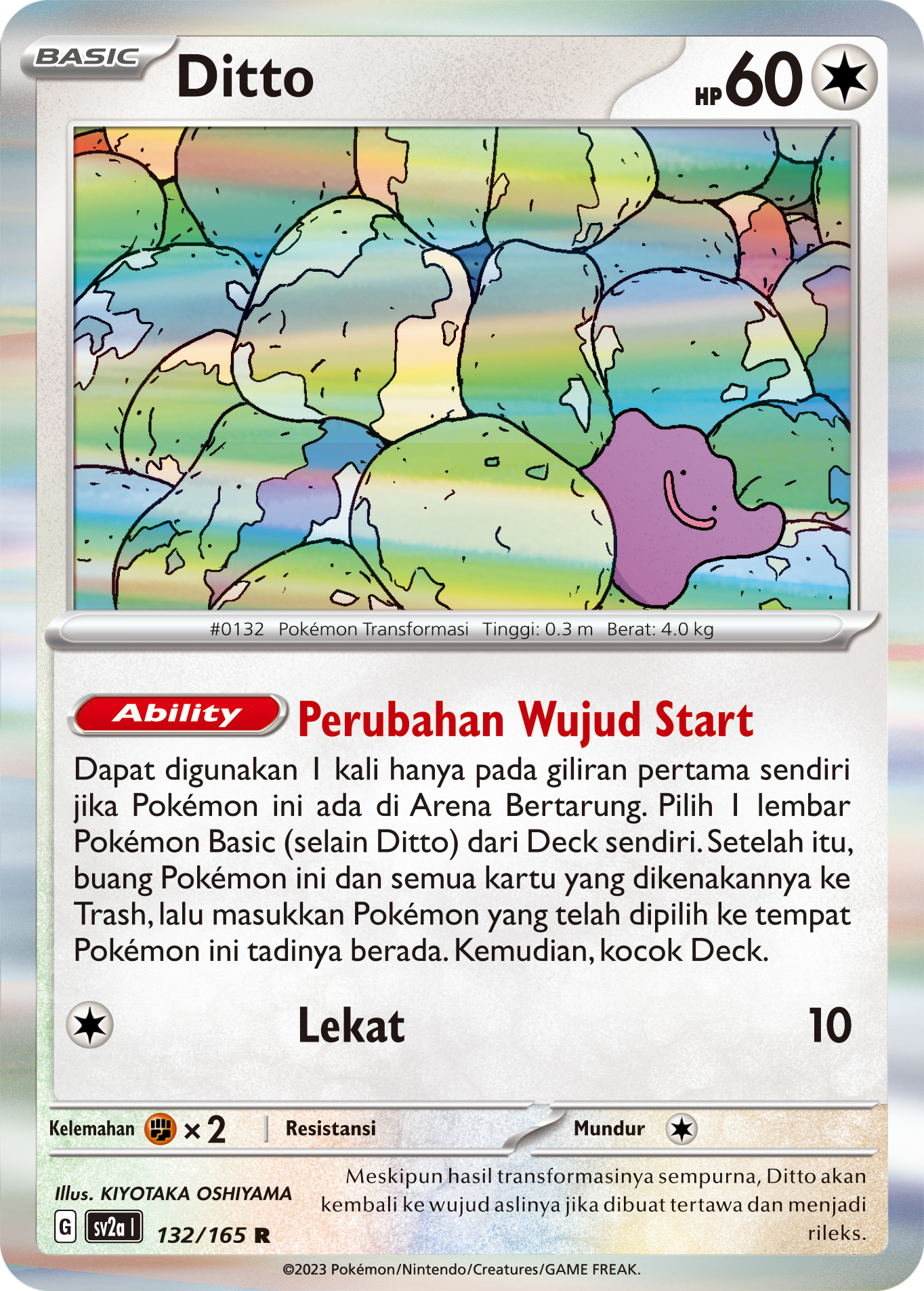 Ditto 132 — Kartu Pokémon 151 (Indonesian Pokémon TCG card)