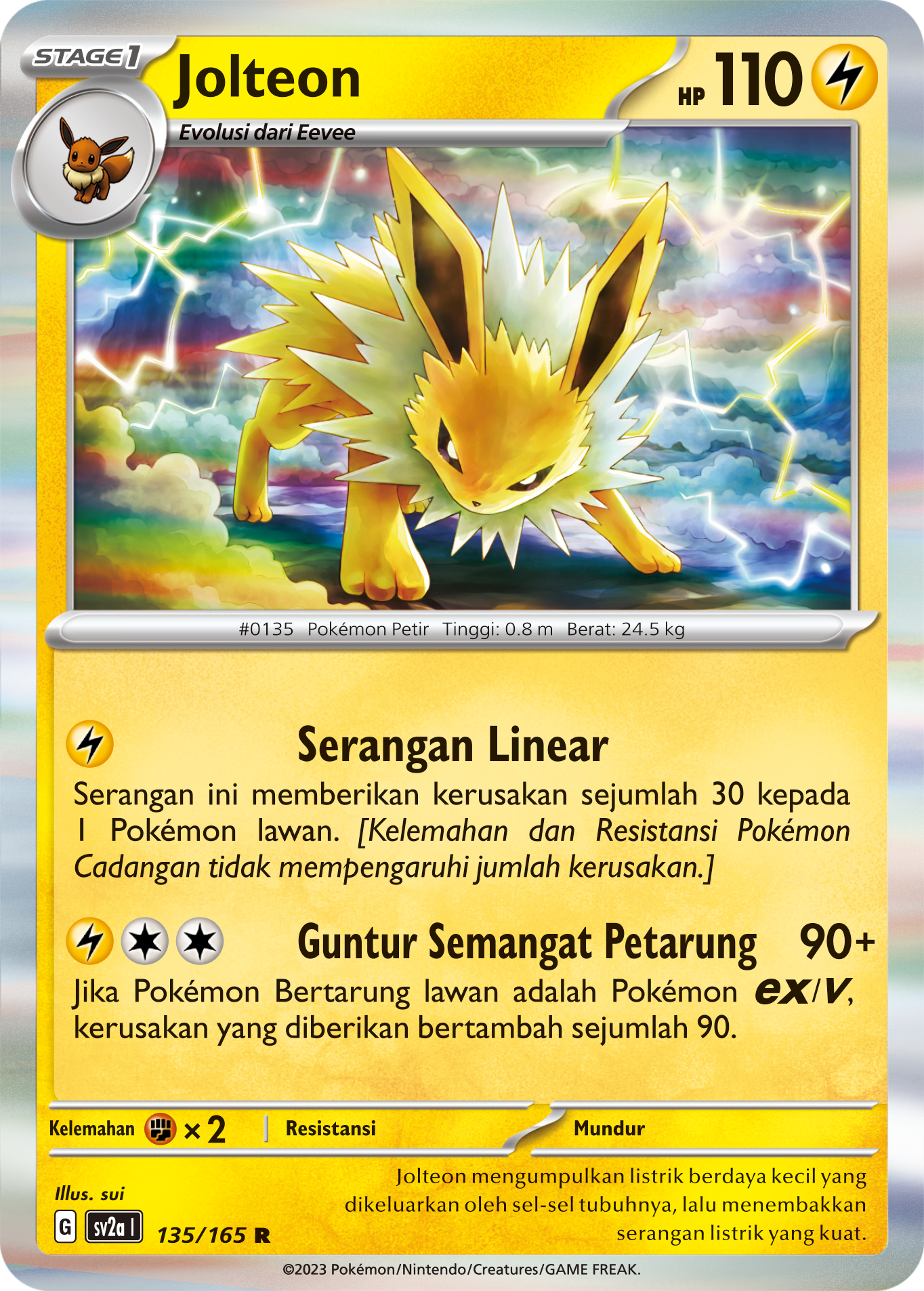 Jolteon 135 — Kartu Pokémon 151 (Indonesian Pokémon TCG card)