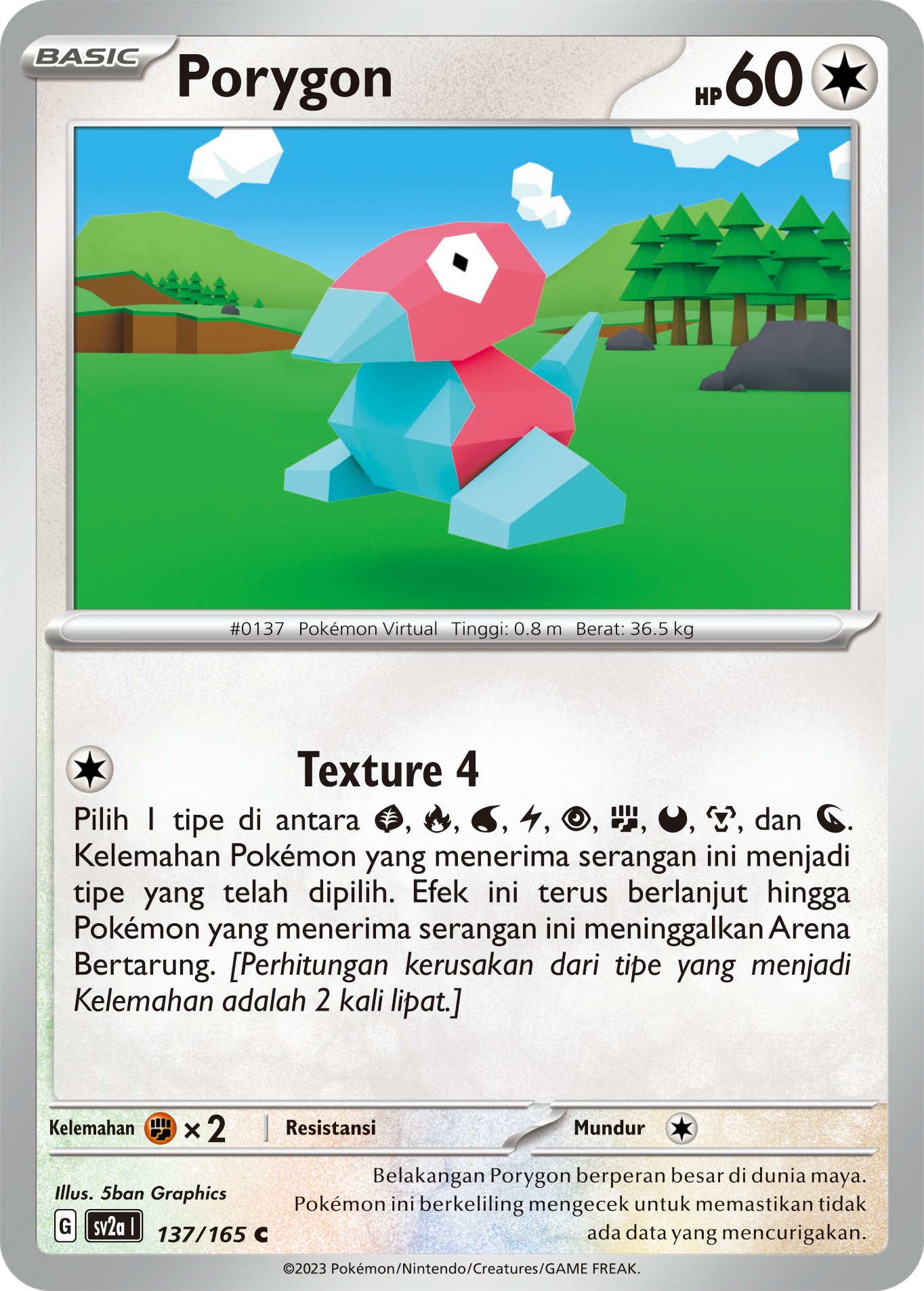 Porygon 137 — Kartu Pokémon 151 (Indonesian Pokémon TCG card)