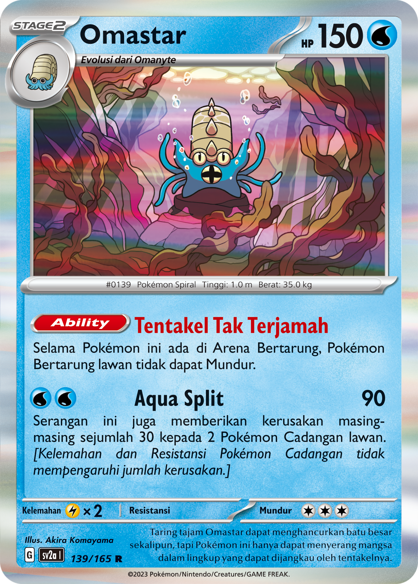 Omastar 139 — Kartu Pokémon 151 (Indonesian Pokémon TCG card)