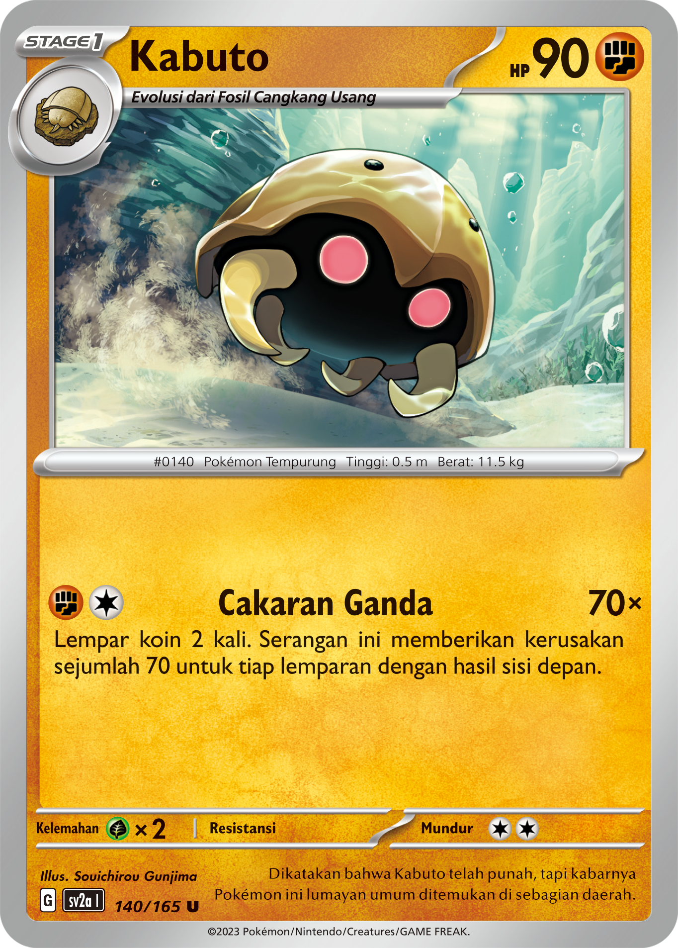 Kabuto 140 — Kartu Pokémon 151 (Indonesian Pokémon TCG card)