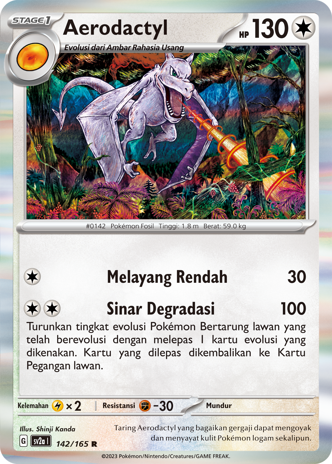 Aerodactyl 142 — Kartu Pokémon 151 (Indonesian Pokémon TCG card)