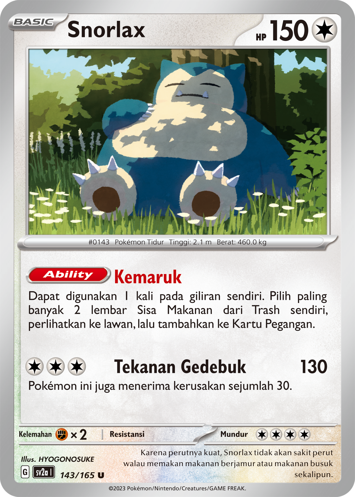Snorlax 143 — Kartu Pokémon 151 (Indonesian Pokémon TCG card)