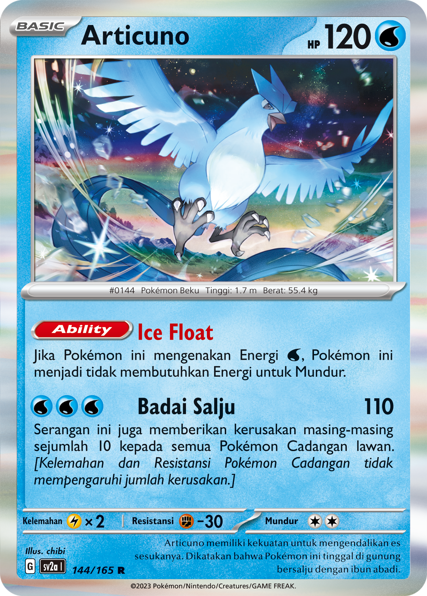 Articuno 144 — Kartu Pokémon 151 (Indonesian Pokémon TCG card)