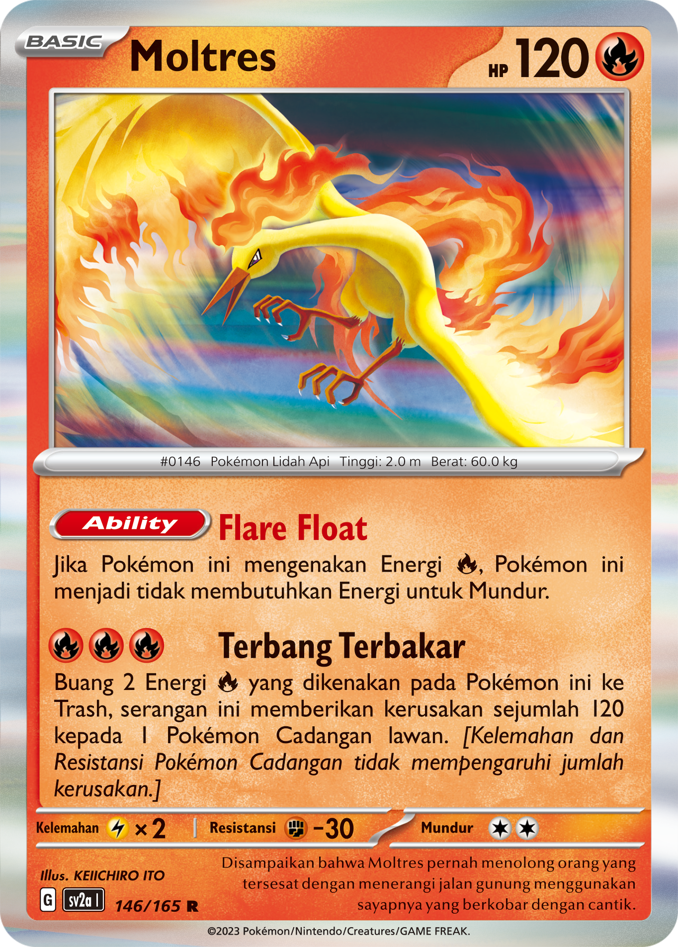 Moltres 146 — Kartu Pokémon 151 (Indonesian Pokémon TCG card)