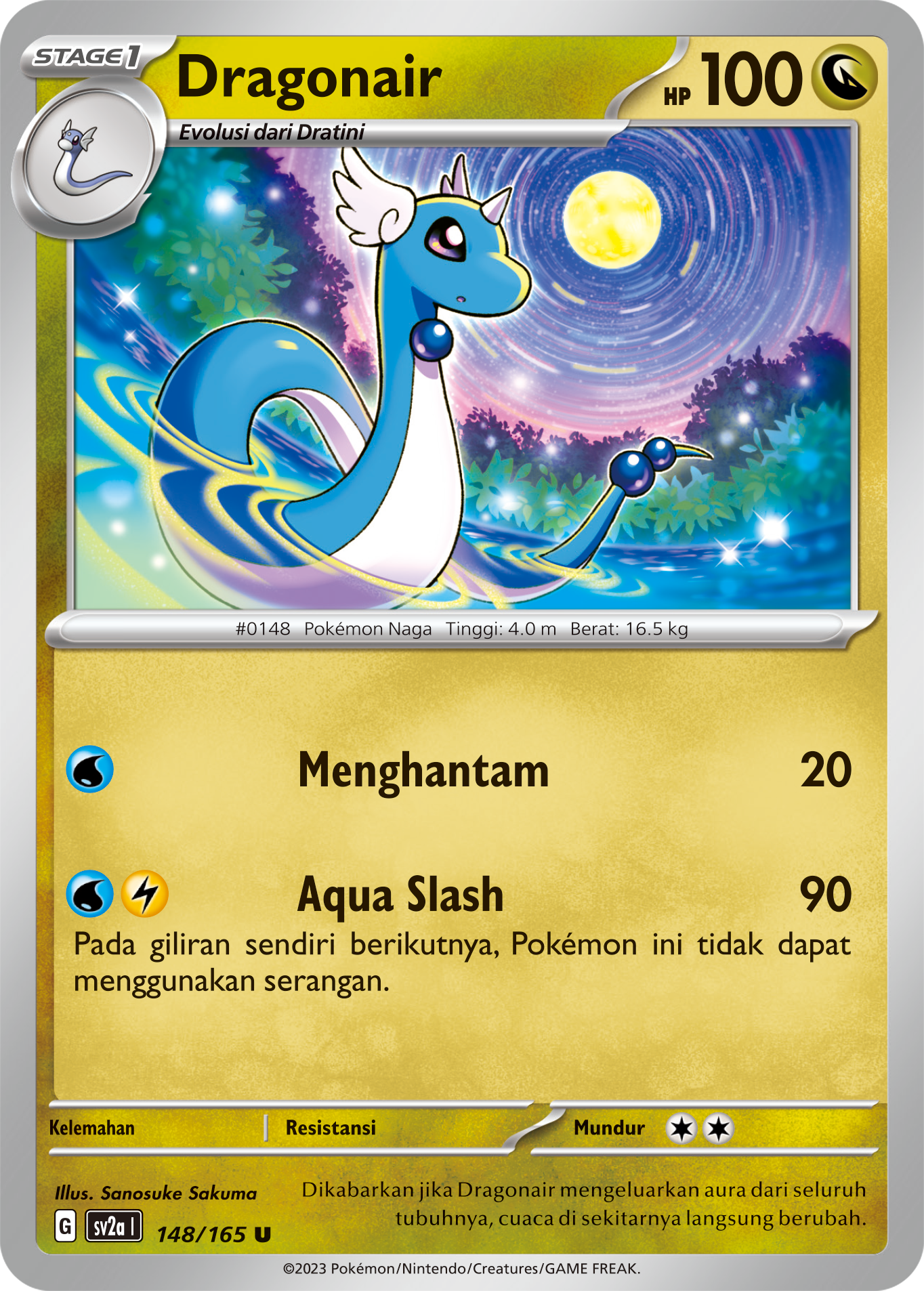 Dragonair 148 — Kartu Pokémon 151 (Indonesian Pokémon TCG card)