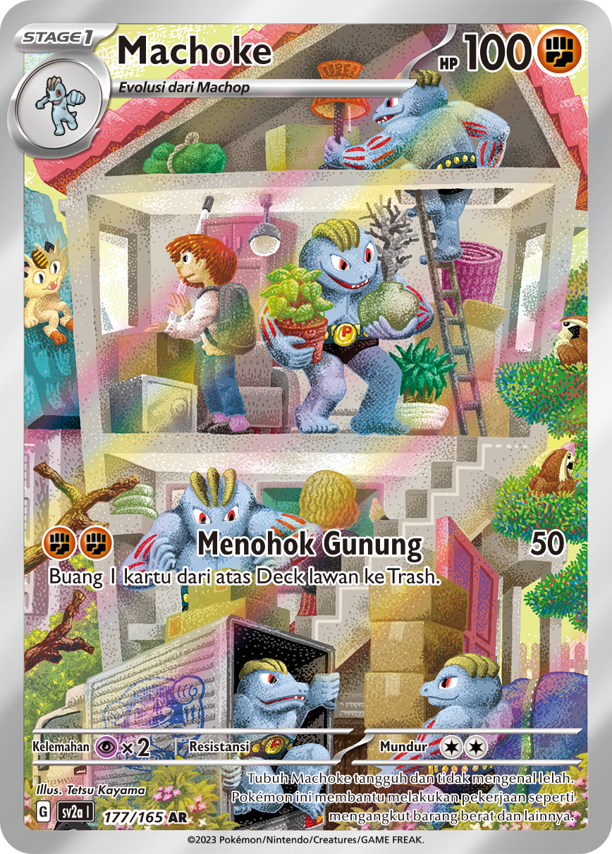 Machoke 177 — Kartu Pokémon 151 (Indonesian Pokémon TCG card)