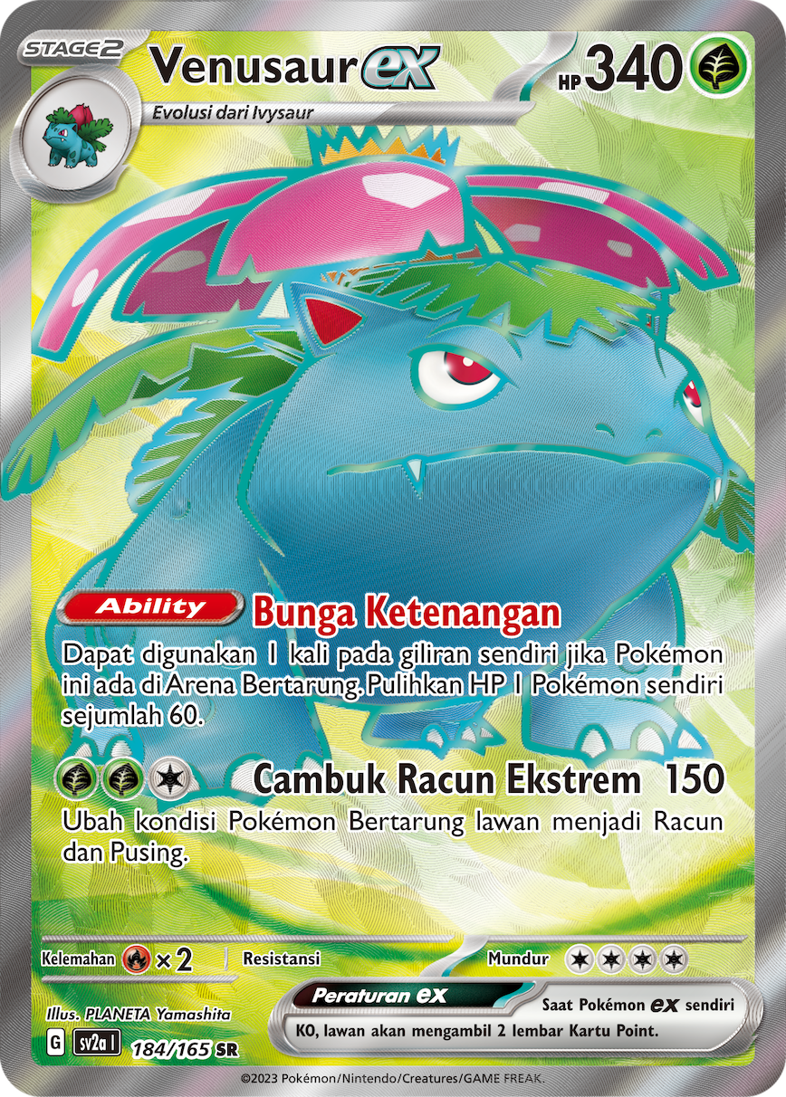 Venusaur ex 184 — Kartu Pokémon 151 (Indonesian Pokémon TCG card)