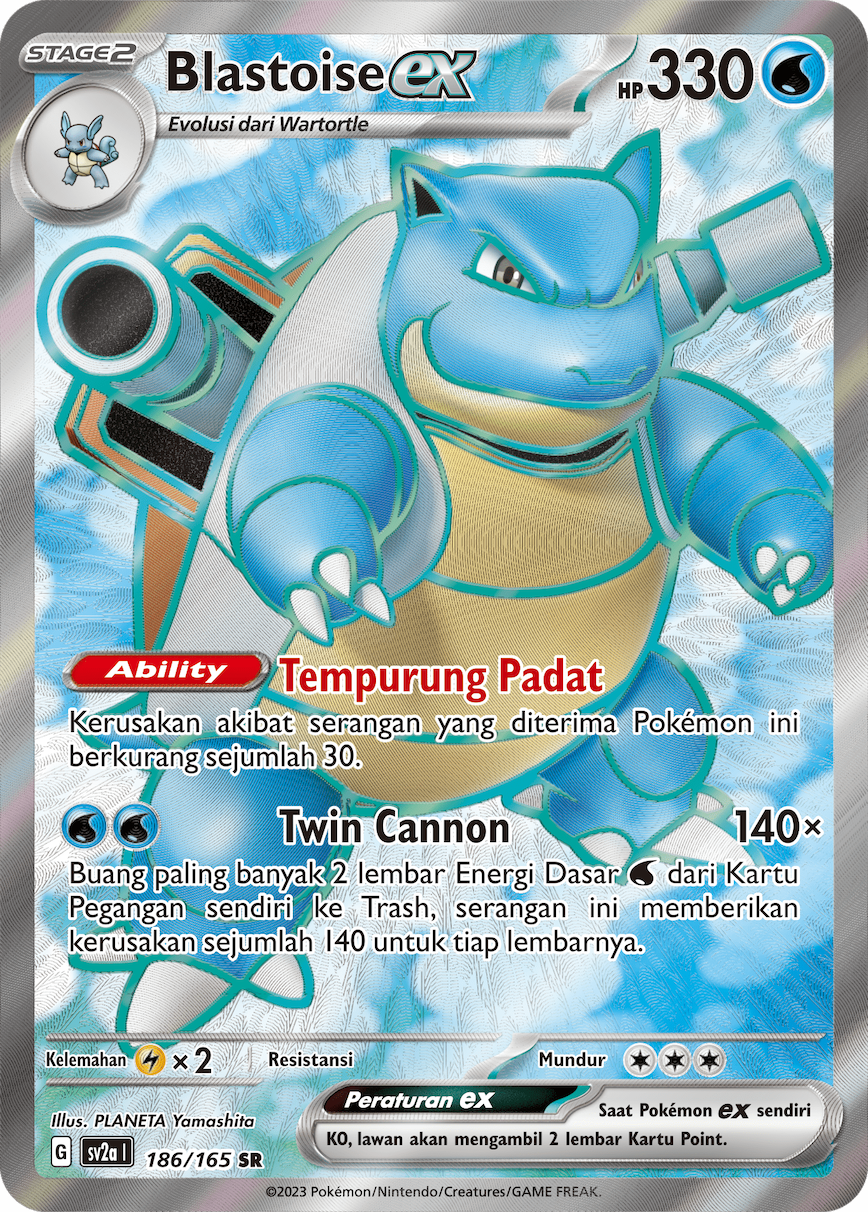 Blastoise ex 186 — Kartu Pokémon 151 (Indonesian Pokémon TCG card)