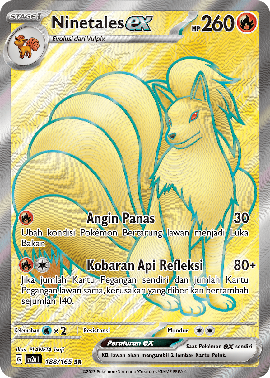 Ninetales ex 188 — Kartu Pokémon 151 (Indonesian Pokémon TCG card)