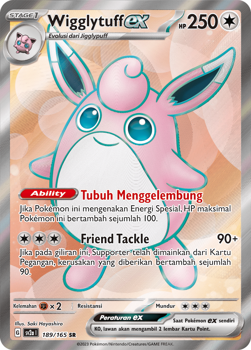Wigglytuff ex 189 — Kartu Pokémon 151 (Indonesian Pokémon TCG card)