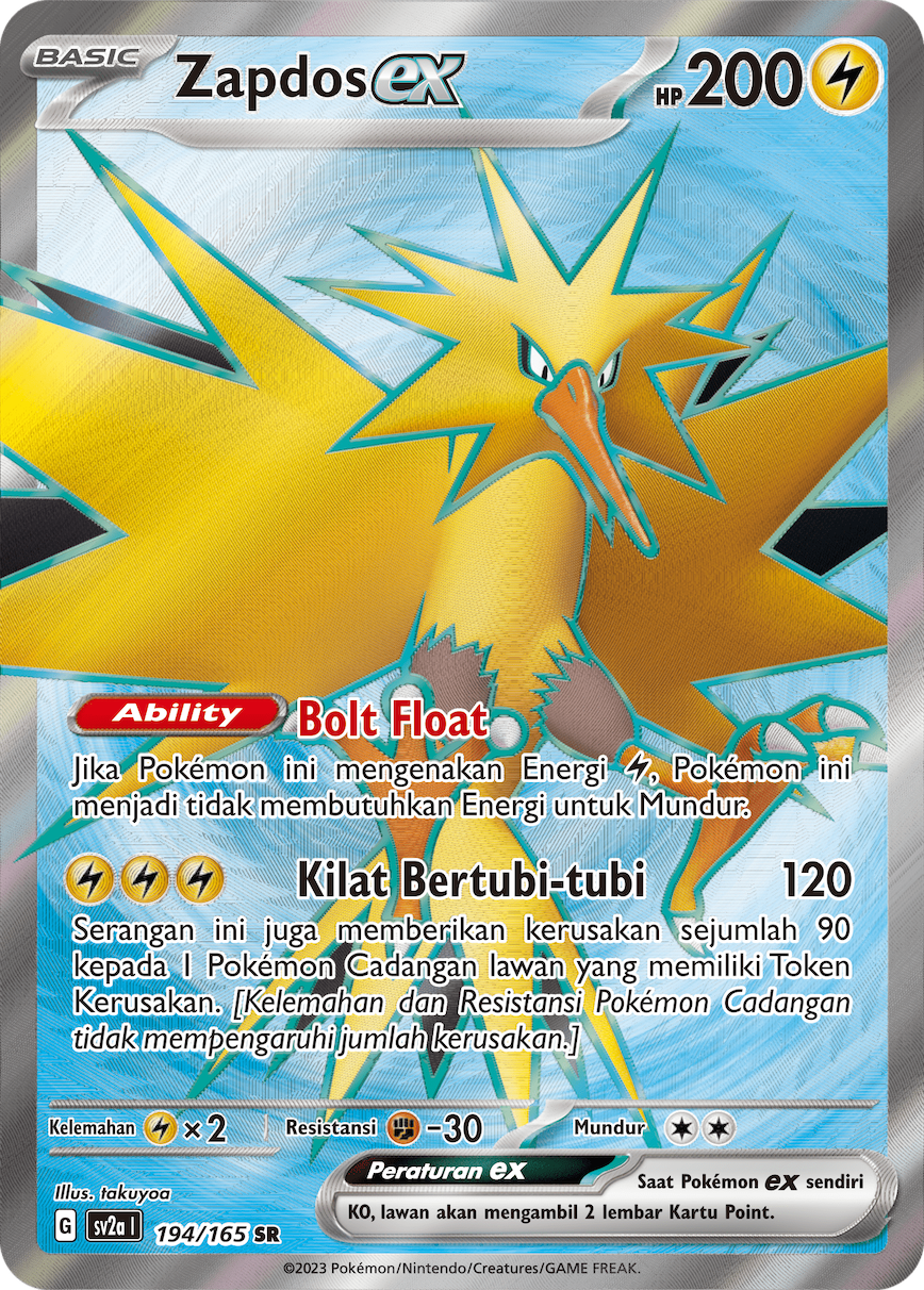 Zapdos ex 194 — Kartu Pokémon 151 (Indonesian Pokémon TCG card)