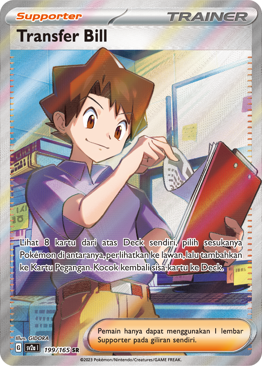 Transfer Bill[Supporter] 199 — Kartu Pokémon 151 (Indonesian Pokémon TCG card)