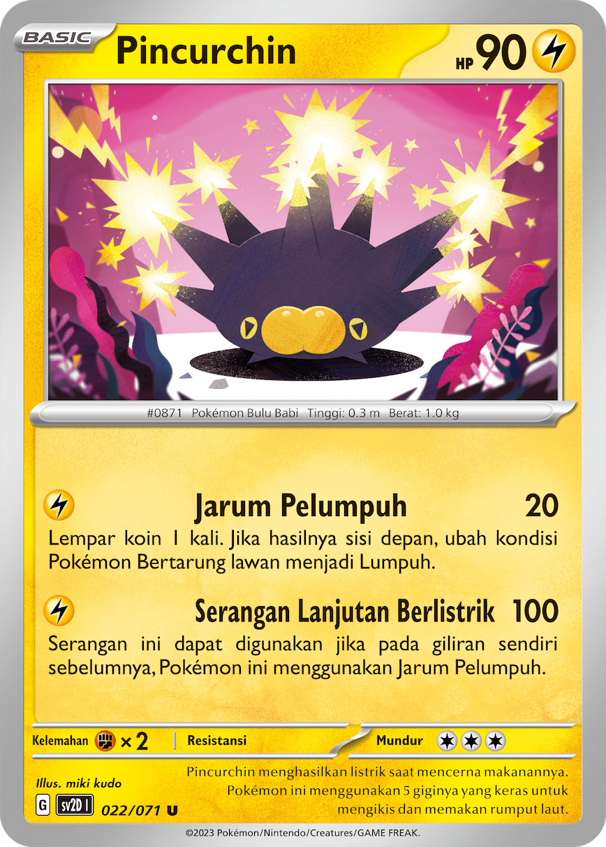 Pincurchin 022 — Letusan Tanah (Indonesian Pokémon TCG card)