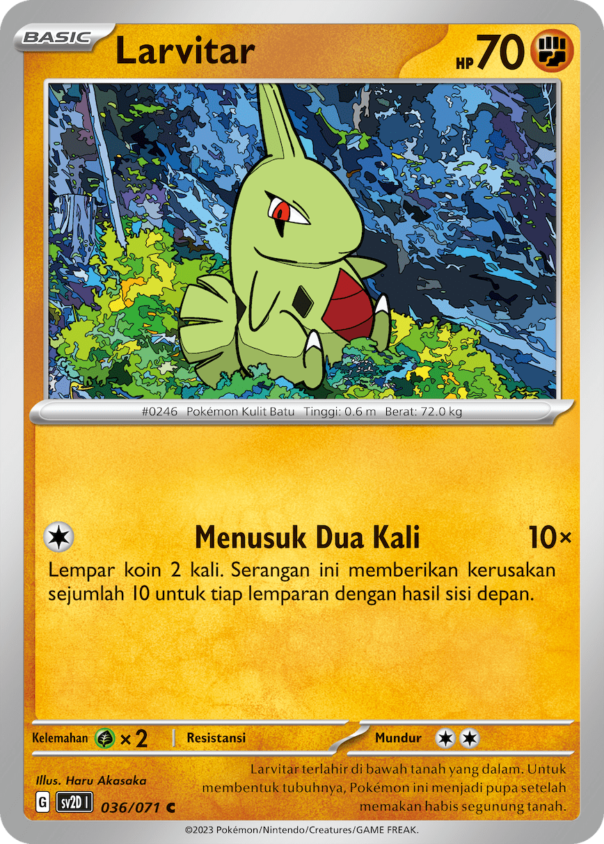 Larvitar 036 — Letusan Tanah (Indonesian Pokémon TCG card)