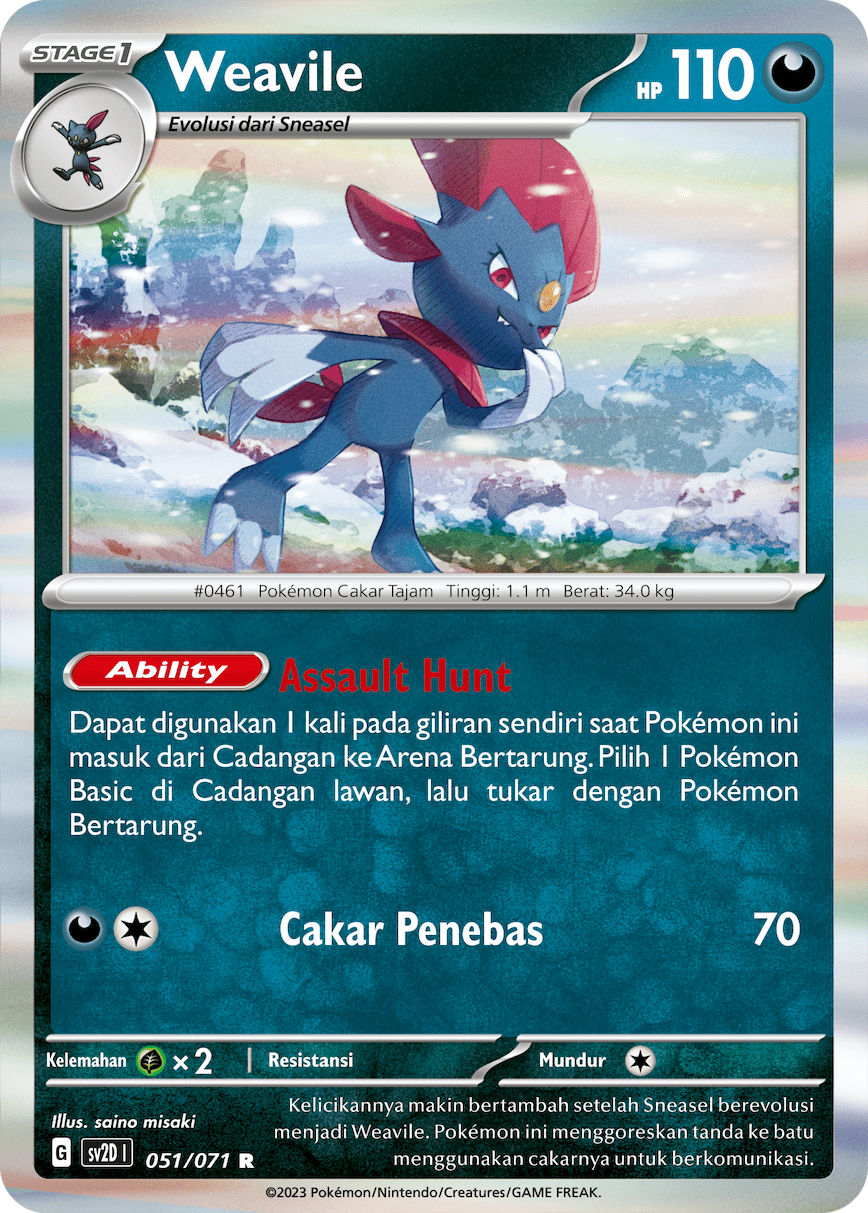 Weavile 051 — Letusan Tanah (Indonesian Pokémon TCG card)