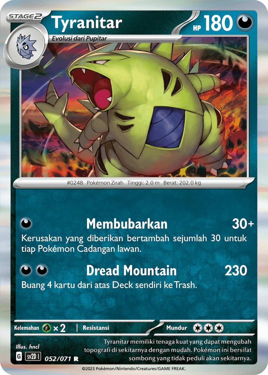 Tyranitar 052 — Letusan Tanah (Indonesian Pokémon TCG card)