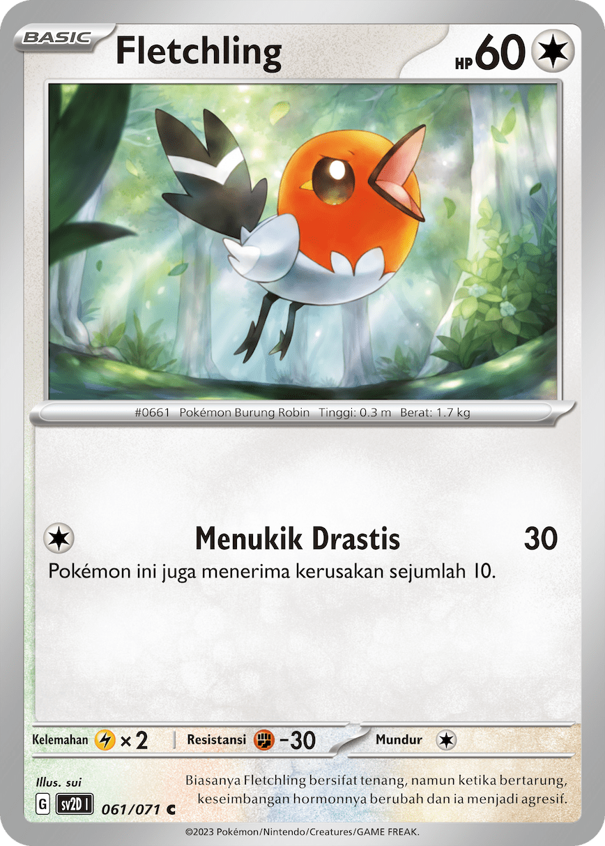 Fletchling 061 — Letusan Tanah (Indonesian Pokémon TCG card)
