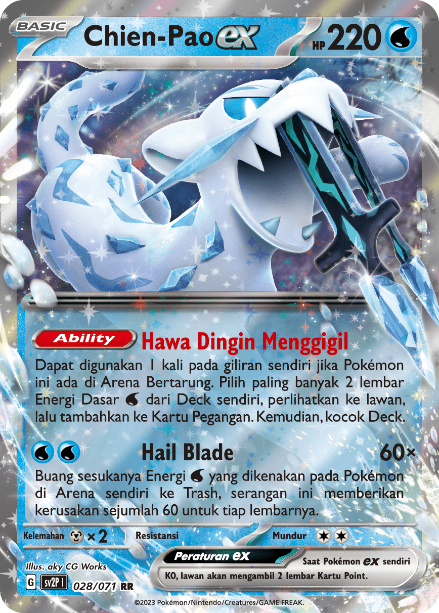 Chien-Pao ex 028 — Mara Bahaya Salju (Indonesian Pokémon TCG card)