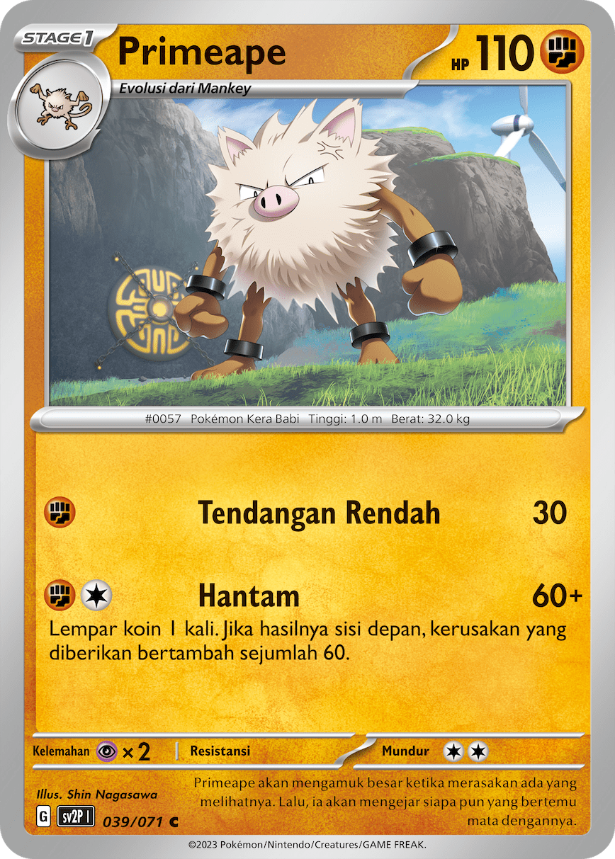 Primeape 039 — Mara Bahaya Salju (Indonesian Pokémon TCG card)