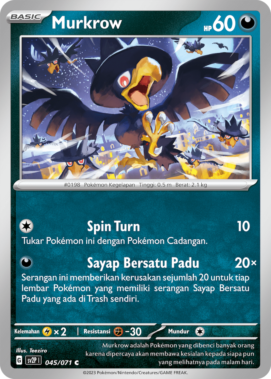 Murkrow 045 — Mara Bahaya Salju (Indonesian Pokémon TCG card)