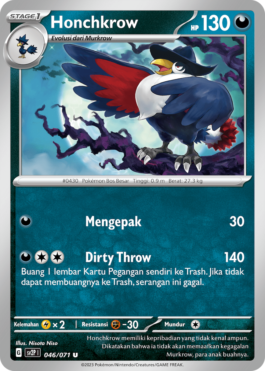 Honchkrow 046 — Mara Bahaya Salju (Indonesian Pokémon TCG card)