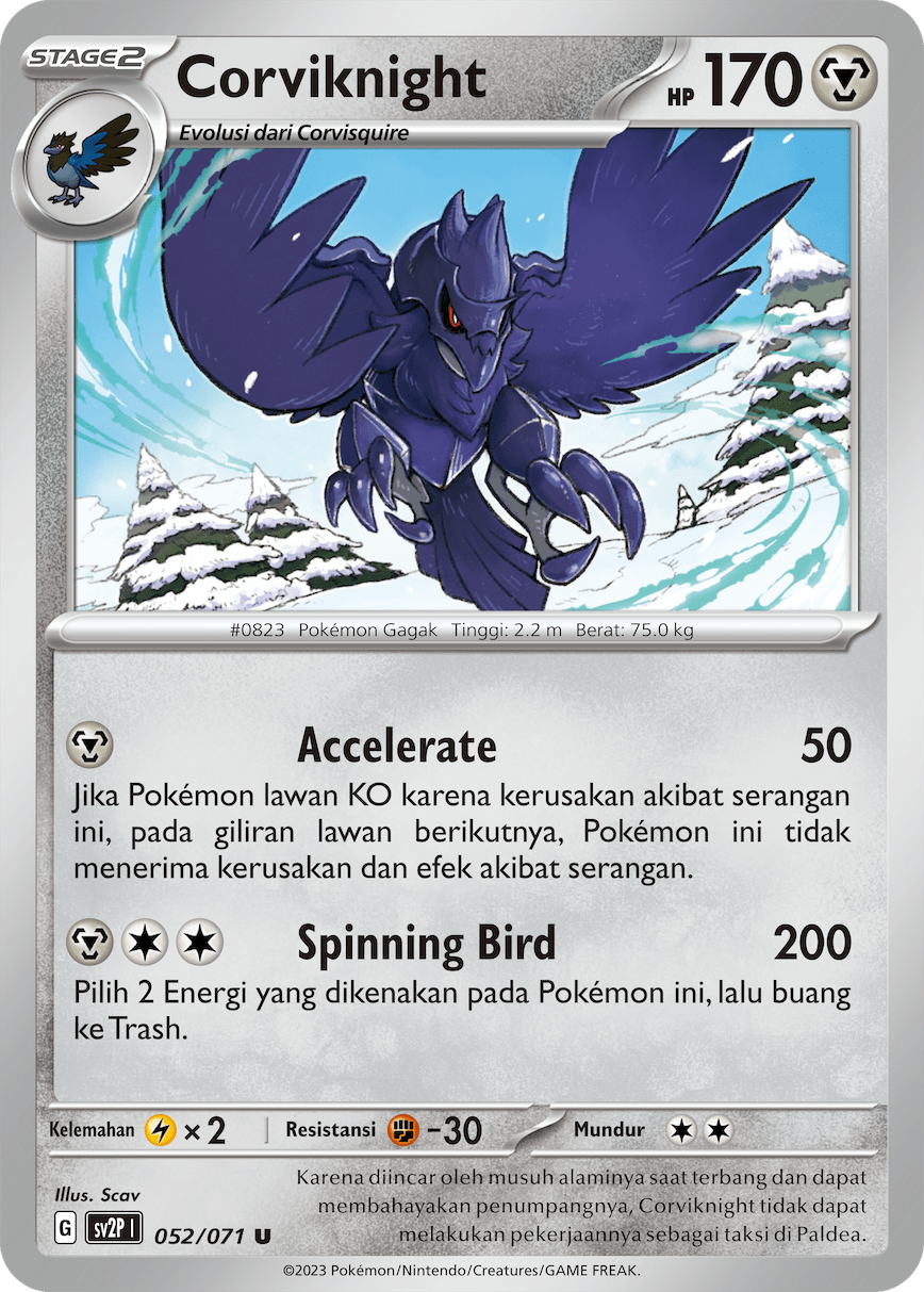 Corviknight 052 — Mara Bahaya Salju (Indonesian Pokémon TCG card)