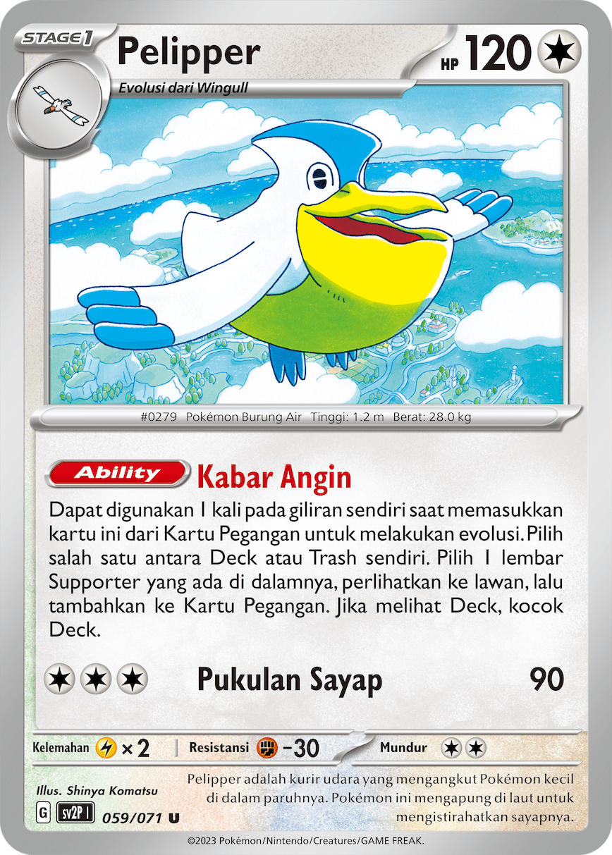 Pelipper 059 — Mara Bahaya Salju (Indonesian Pokémon TCG card)