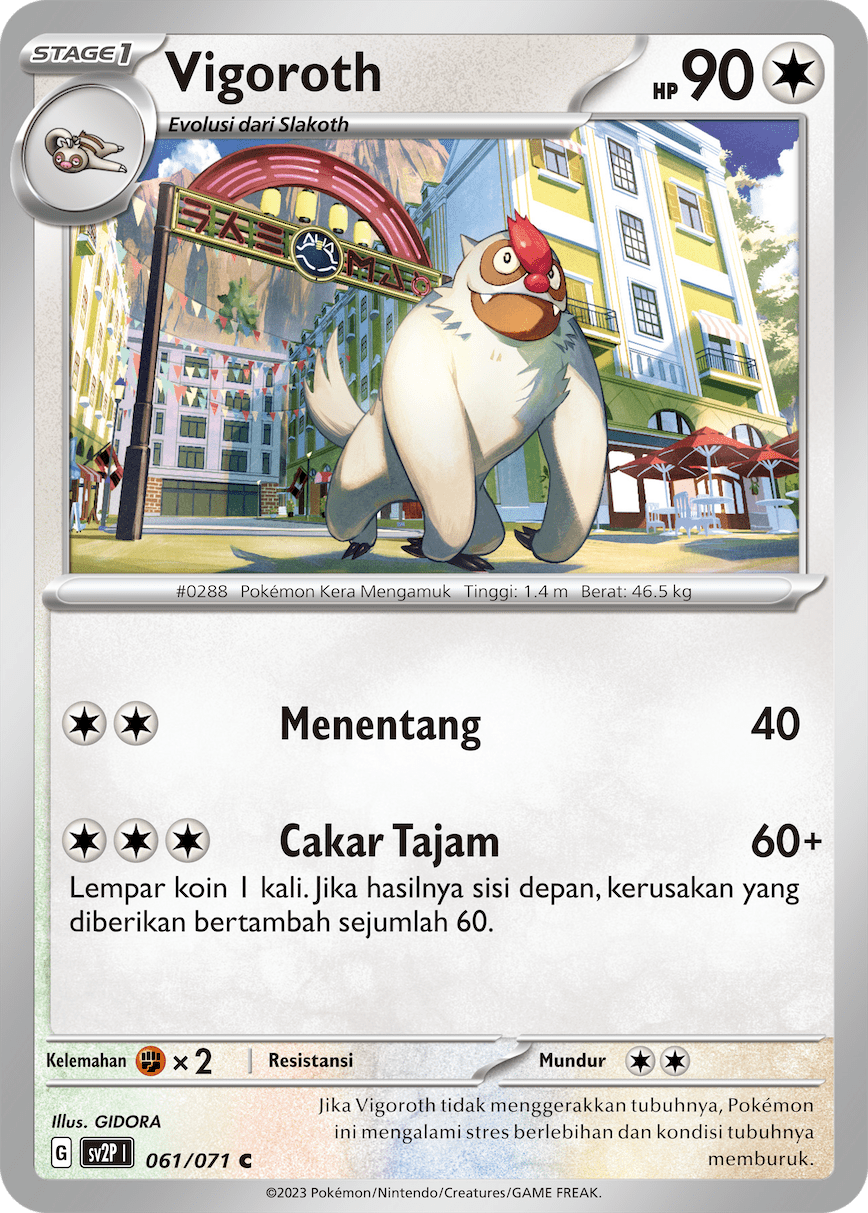 Vigoroth 061 — Mara Bahaya Salju (Indonesian Pokémon TCG card)