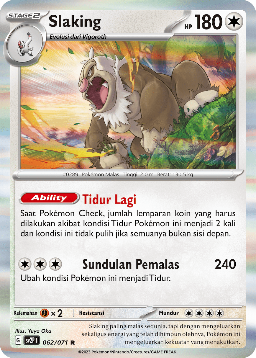 Slaking 062 — Mara Bahaya Salju (Indonesian Pokémon TCG card)